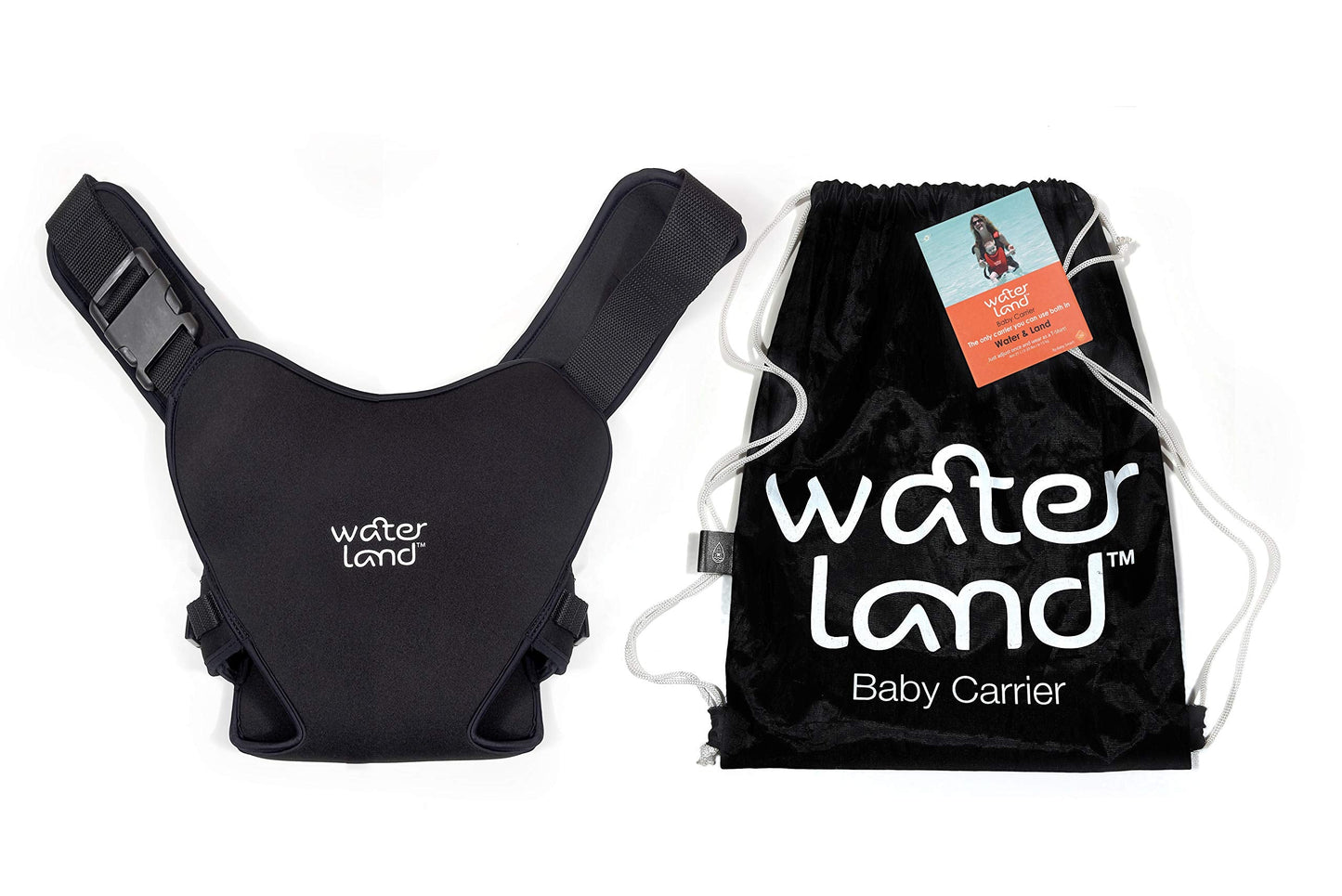 WaterLand Baby Carrier Innovative Carrier Seat for Water and Land Black - Waterproof Chest Strap for Toddlers with Adjustable Straps, Lightweight