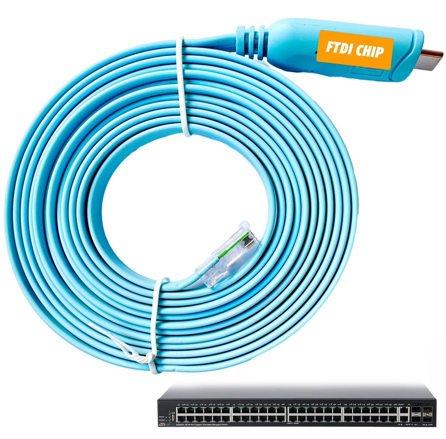 JSM FITNESS 10ft long USB-C to RJ-45 3m Console Cable for Cisco, HP, Fortigate, Router and Switches - Thunderbolt for MacBook, Length 300 cm, Works