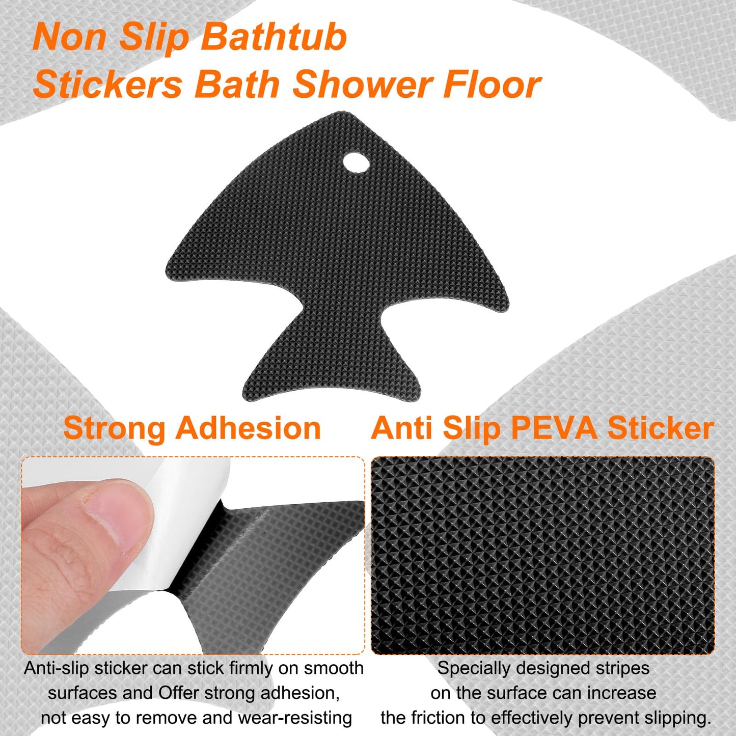 sourcing map 12pcs Non-Slip Bathtub Stickers Set 4.02" Fish Shower Floor Sticker PEVA Anti-Slip Adhesive Appliques with Scraper for Bathroom Kitchen