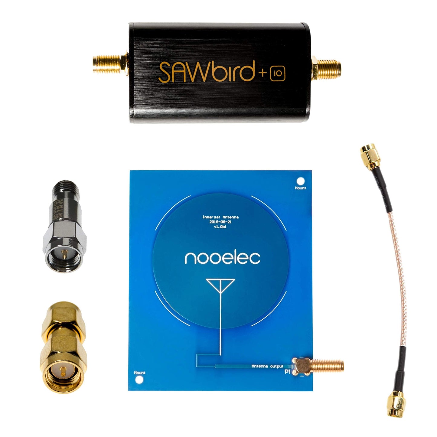 Nooelec Active Inmarsat Reception Bundle - Includes LNA & Filter Module, High Gain (3.5dBi) 1550MHz Patch Antenna, SMA DC Block, Cables & Adapters.