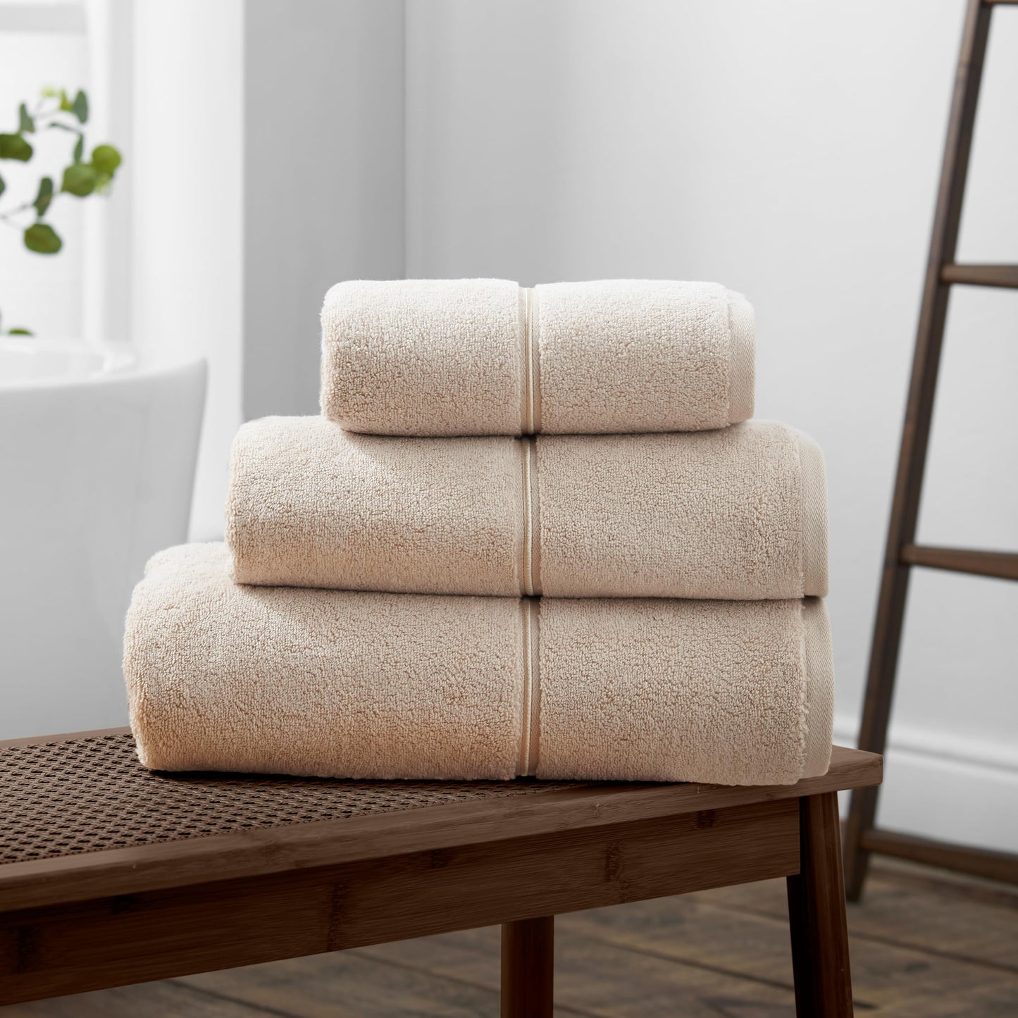Bianca Zero Twist Satin Stitch Cotton 100x150cm Bath Sheet Natural