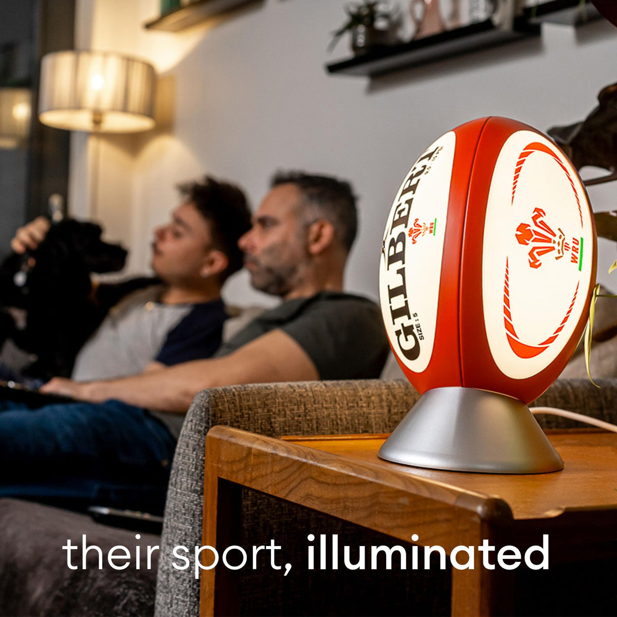 Gilbert Rugby Ball Night Light - Wales WRU Licensed, Adults & Kids, Bedroom Lamp