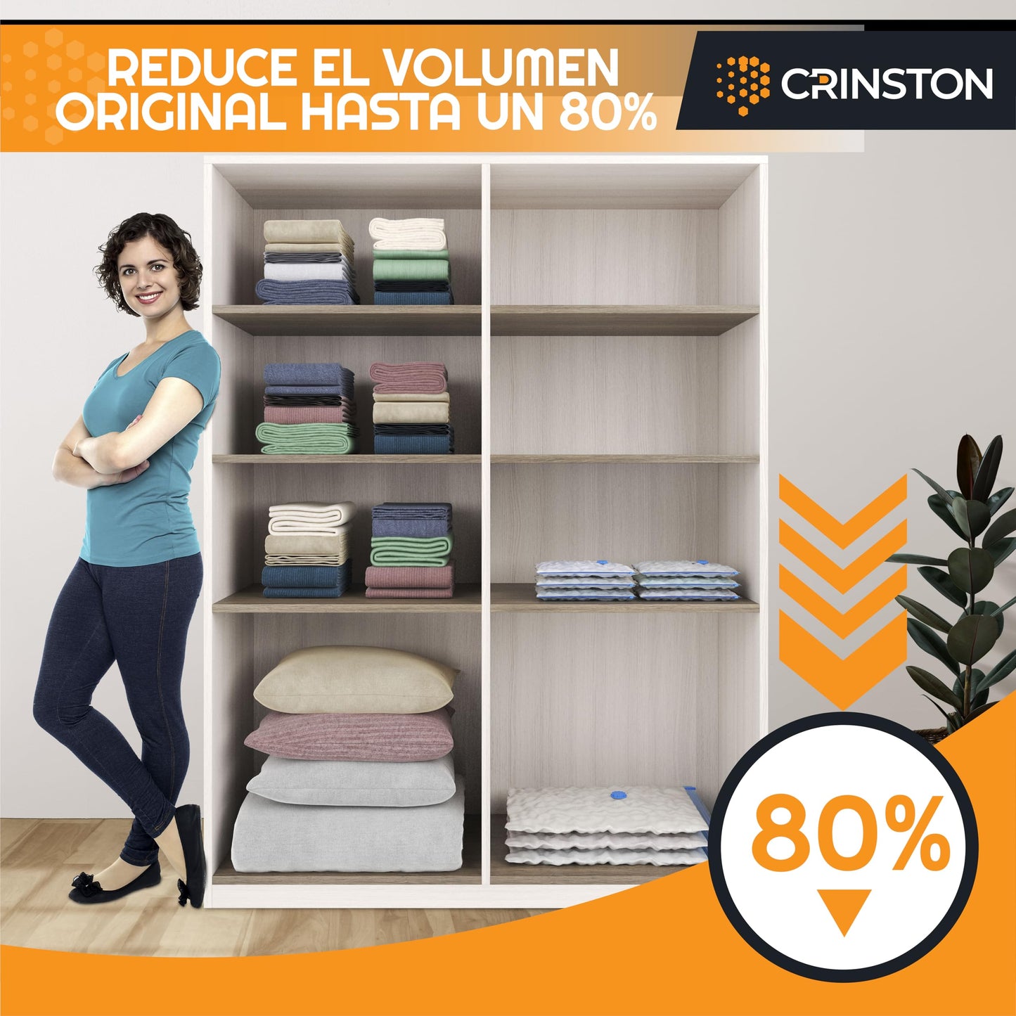 CRINSTON Empty Clothes Bags – Pack of 6 – 100 x 60 cm | Bags to Store Clothes and Save Space (PACK 100 x 60 cm)