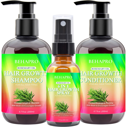 Hair Growth Shampoo and Conditioner Set w/Heat Protectant Spray,Rosemary Biotin Keratin Argan Oil Sulfate Free Routine Hair Growth Products for