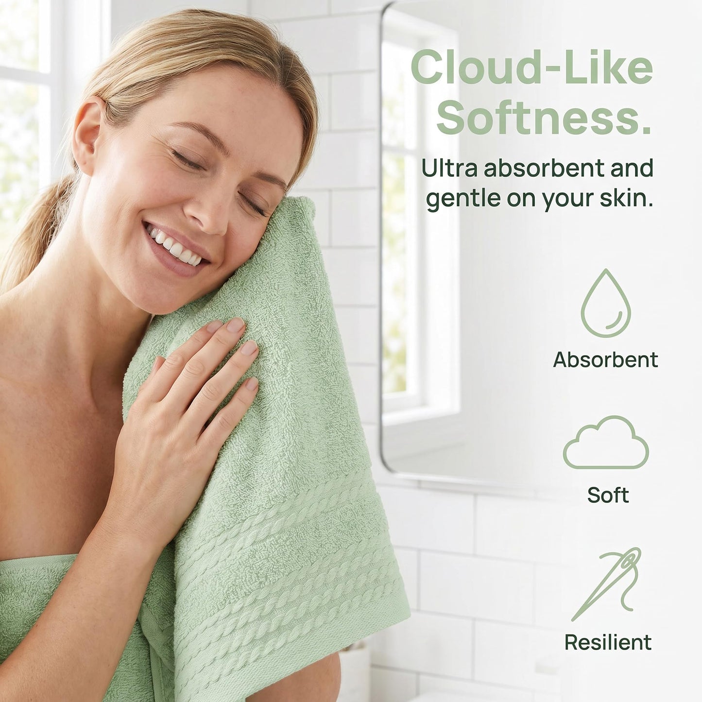 HMETOL Striped Comfort and Quick Drying Hand Towel Set (14 x 30 Inches)