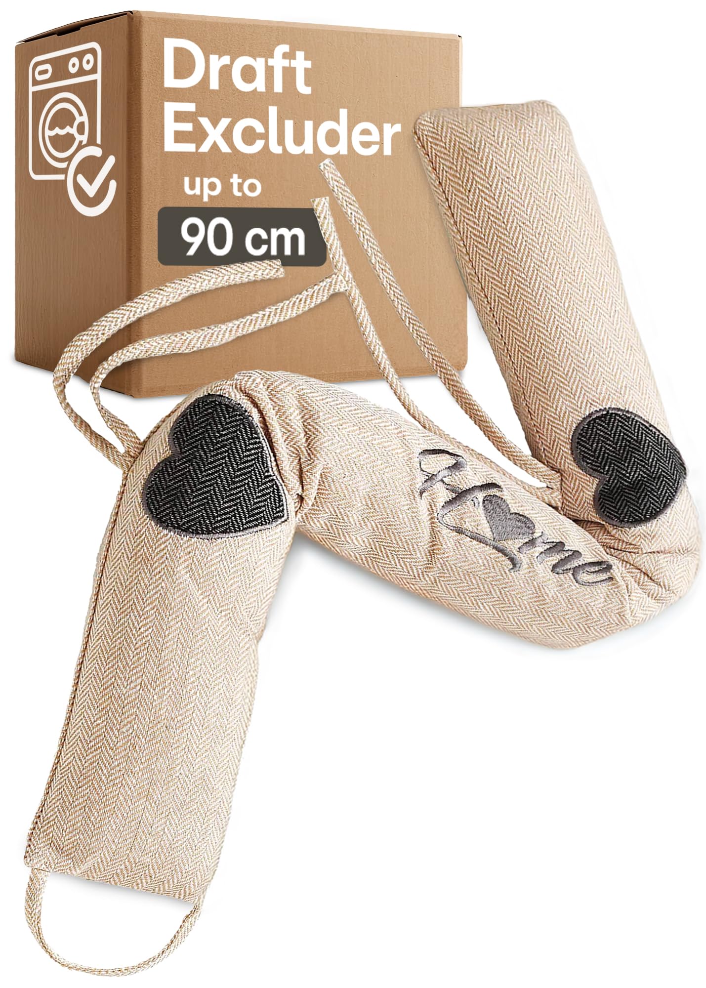 Praknu Draft Excluder for Doors & Windows - Draught Excluder Extra Heavy 90cm/35in - Removable & Washable - Simple Installation - No Glue or Drilling