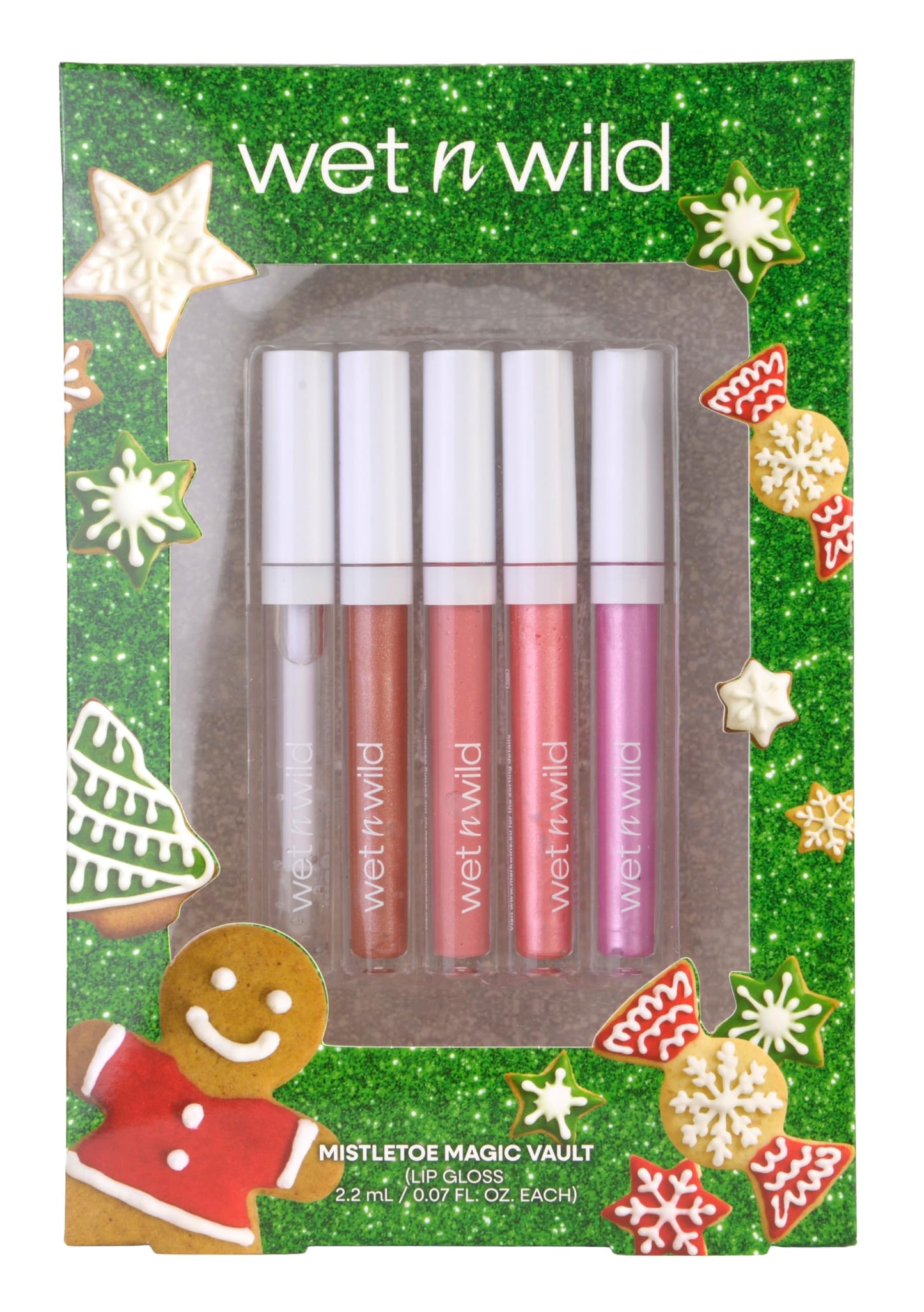 Wet n Wild Mistletoe Magic Vault, Gift Set of 5 Plumping and Nourishing Lip Glosses with Peptides and Collagen, Lip Gloss Kit for Shine and Volume