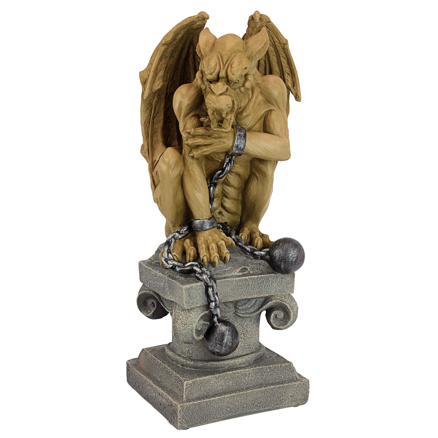 Design Toscano EU1026 Ball-And-Chain Dungeon Gargoyle Gothic Statue, 38 cm, Polyresin, Two Tone Stone