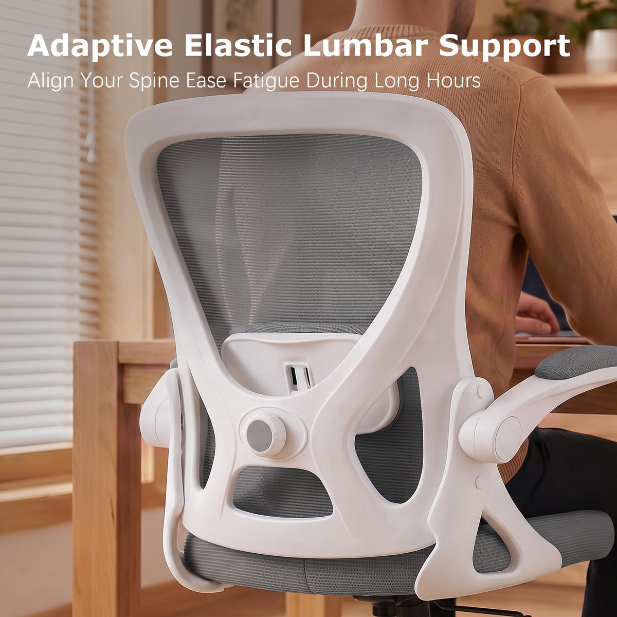 Coscendo Ergonomic Mesh Office Chair with Flip-Up Armrests, Grey