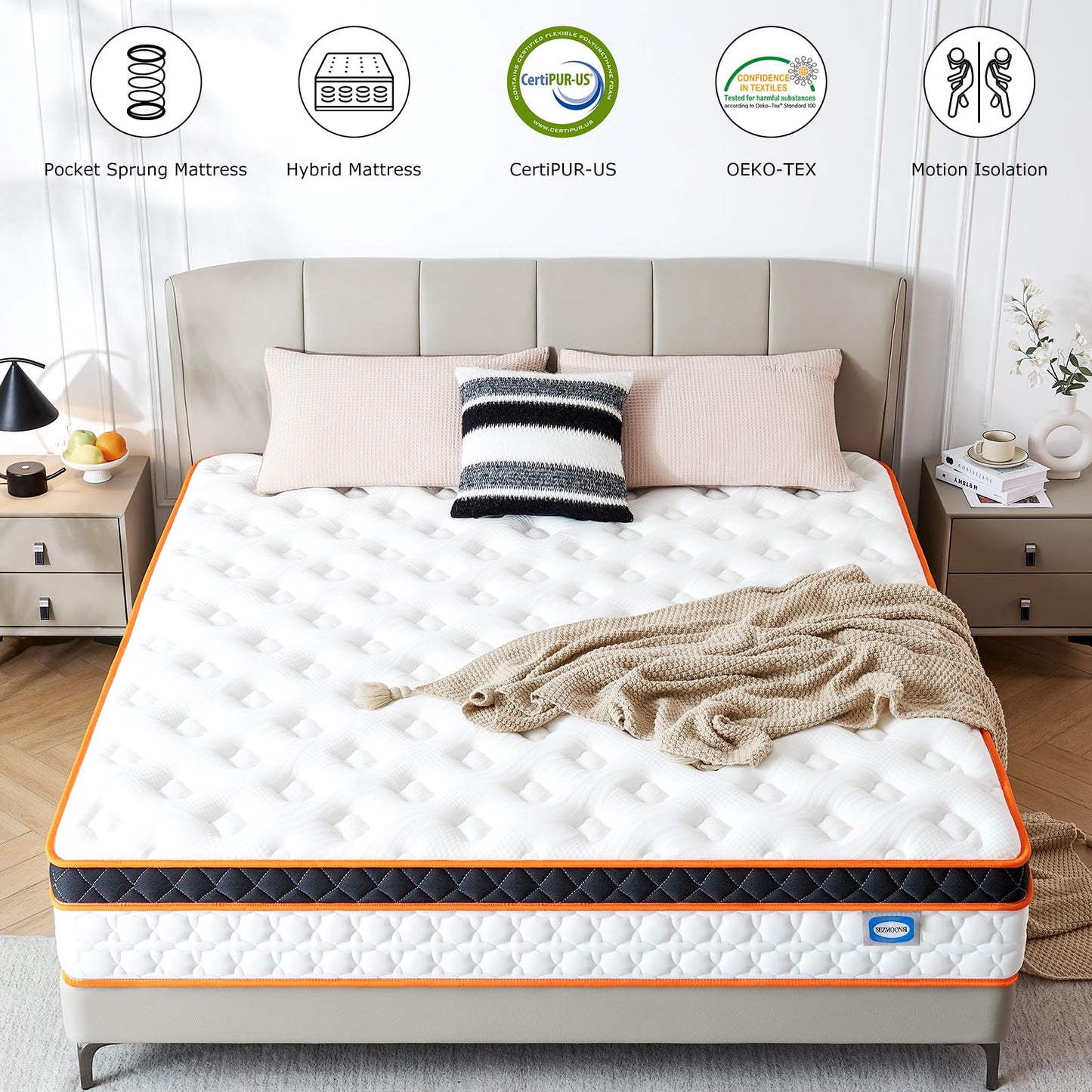 SEZMOONSI King Size Mattress 5FT, King Bed Mattresses 150x200x23cm