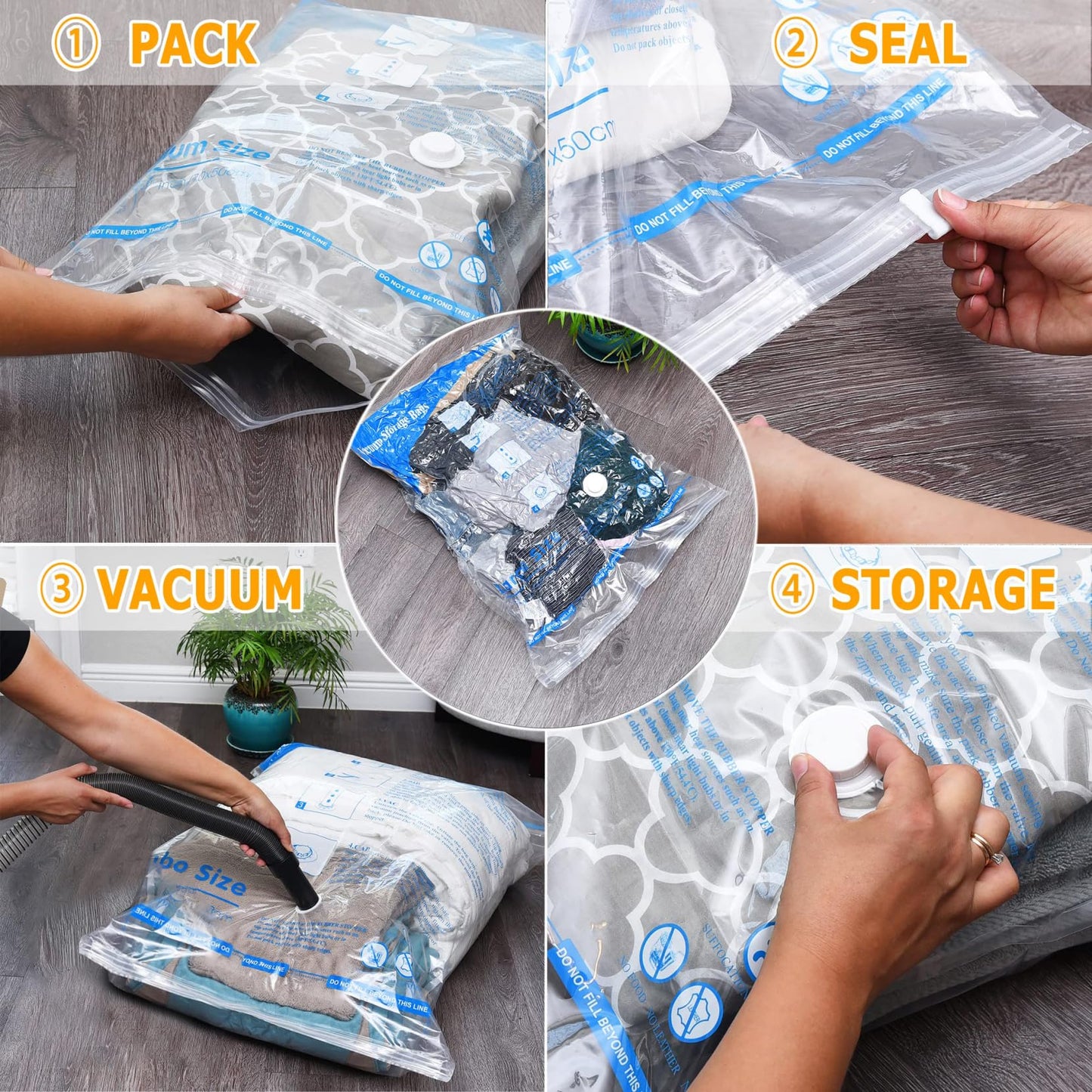 Vacuum Storage Bags Space Saver Sealer Bags,Compression Bags for Clothes, Pillows, Comforters, Blankets, Bedding 8 Combo