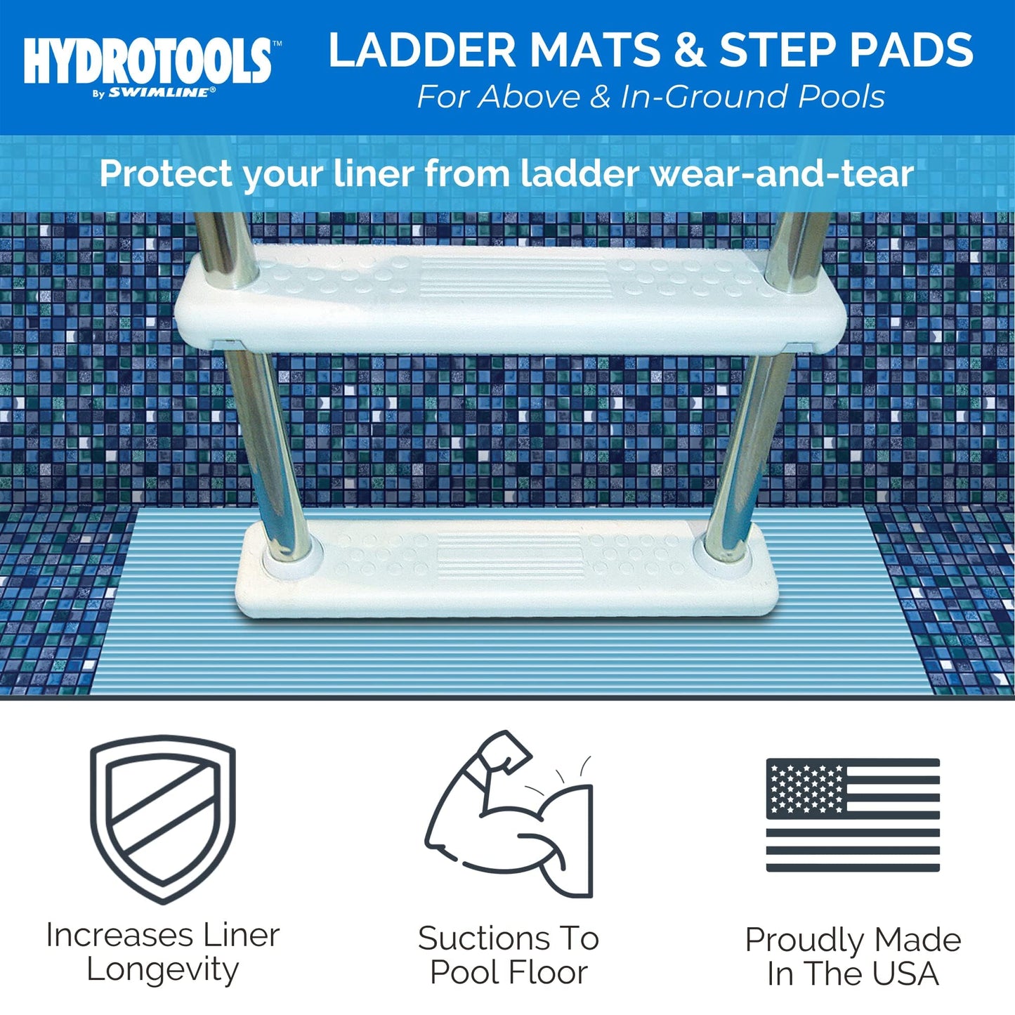 Swimline HYDROTOOLS Protective Mat for Above Ground Pool Ladders/Stairs/Steps, 36" x 36"