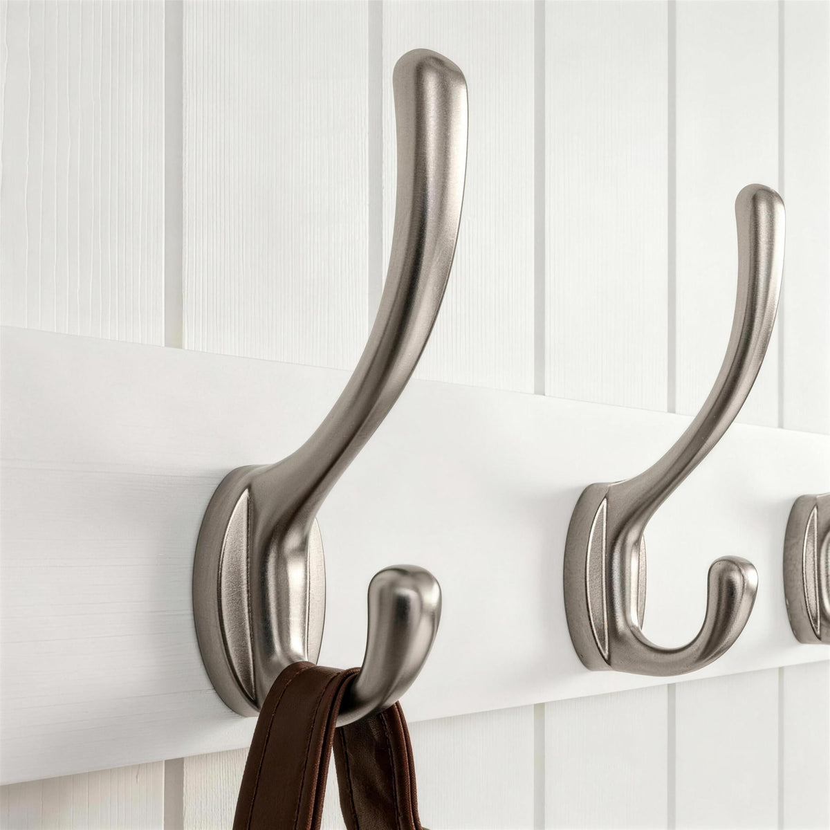 HONSKY Wall Coat Rack - 6 Double Hooks (44cm) | Wooden & Metal Towel/Coat Hanger for Entryway, Bathroom, Bedroom, Garage | Easy Install