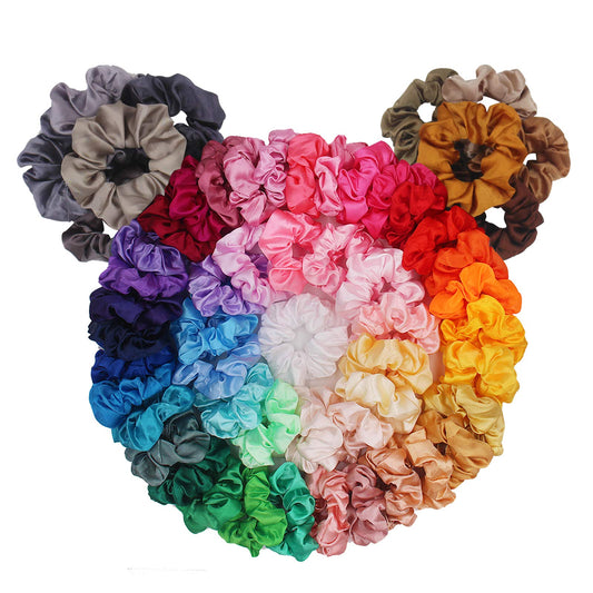 BeeVines 60 Packs Satin Silk Scrunchies for Women, Silky Curly Hair Accessories for Women, Hair Ties Ropes for Teens, Scrunchies Pack Girl?s Gift