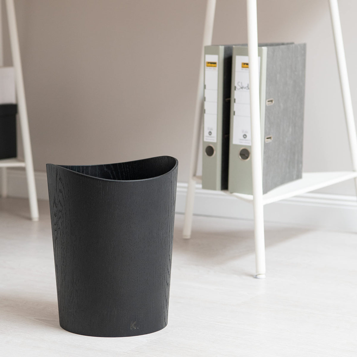 Kazai. Real Wood Waste Paper Bin Brje | Wooden Paper Basket for Office, Kids' Room, Bedroom and more | 9 liters | Oak black