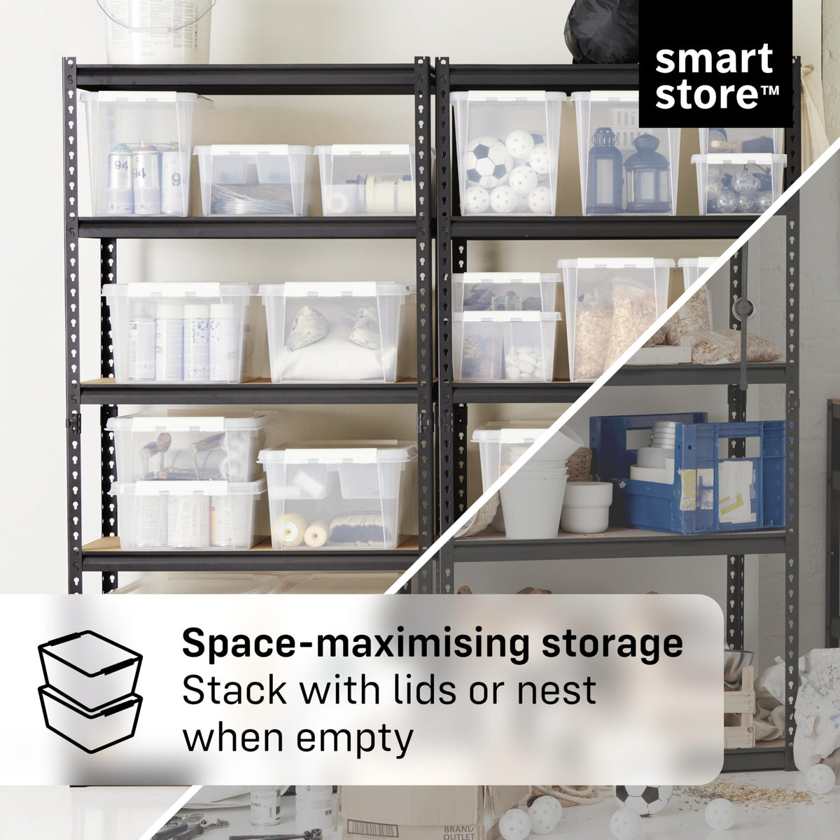 SmartStore - 10x Plastic Storage Box with Lid 3L (21x17x15cm) |Plastic Storage Drawers with Lid|Food-Safe Material|Kitchen &