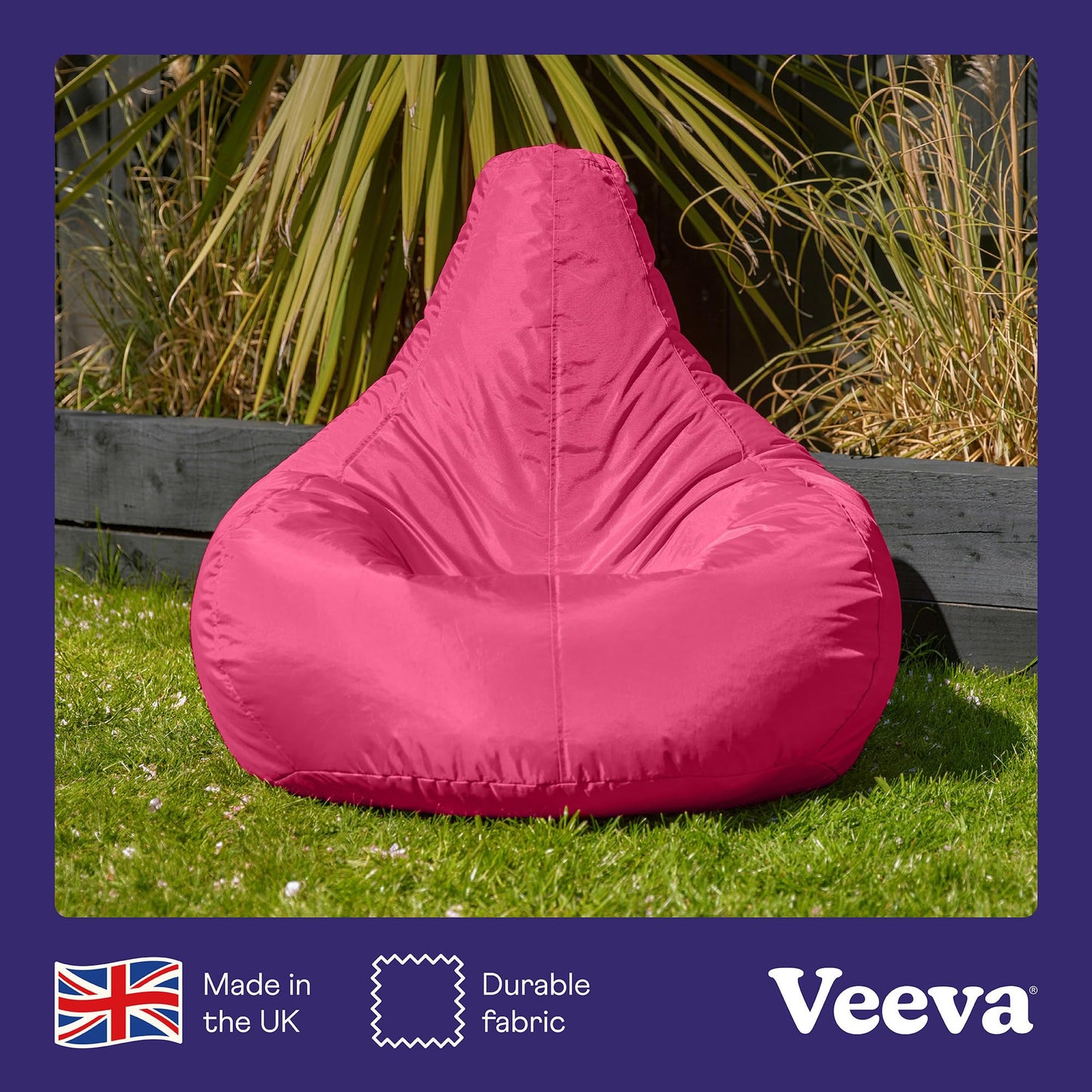 Bean Bag Bazaar Recliner Gaming Bean Bag Chair, Pink, Indoor Outdoor Water Resistant Fabric, Large Beanbag with Filling Included, Gaming Chair,