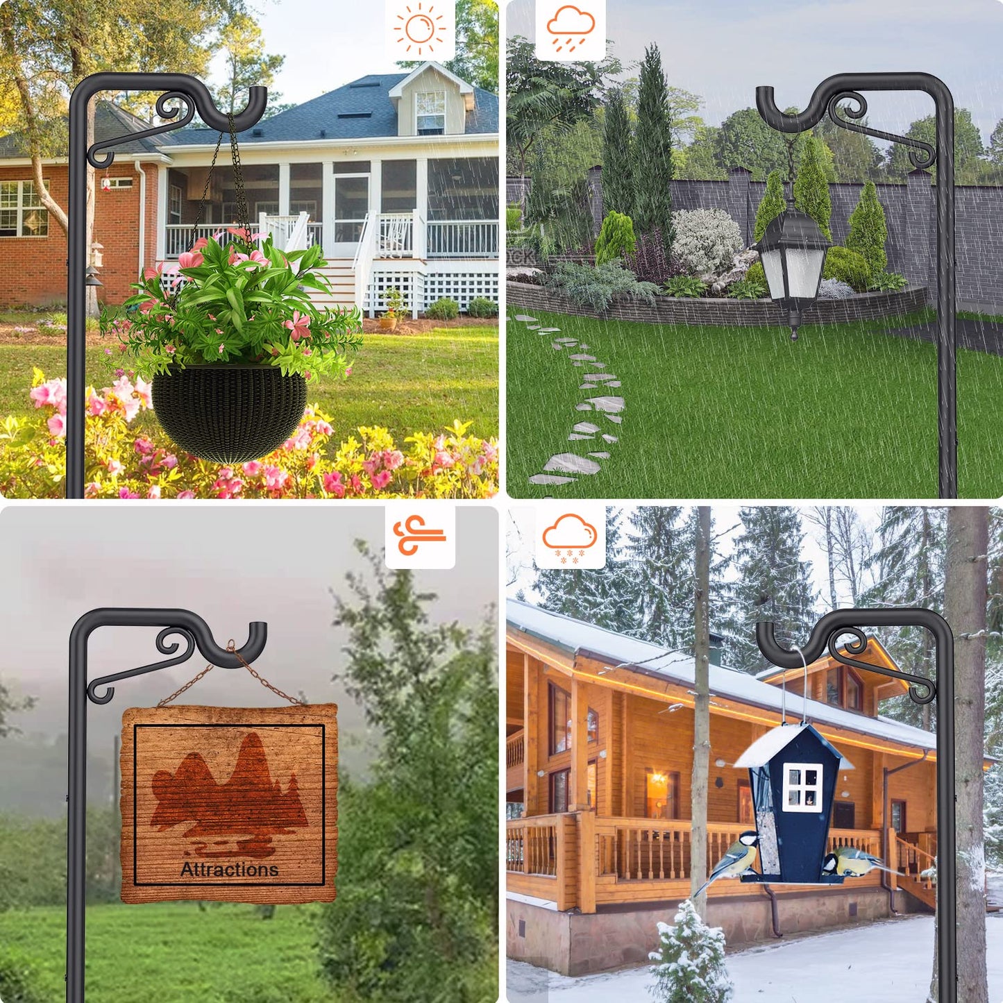 Mutool 90in Adjustable Shepherds Hooks for Outdoor, 2 Pack Heavy Duty Bird Feeder Pole, Shepherds Crook Garden Hooks for Lantern Birdfeeder Christmas