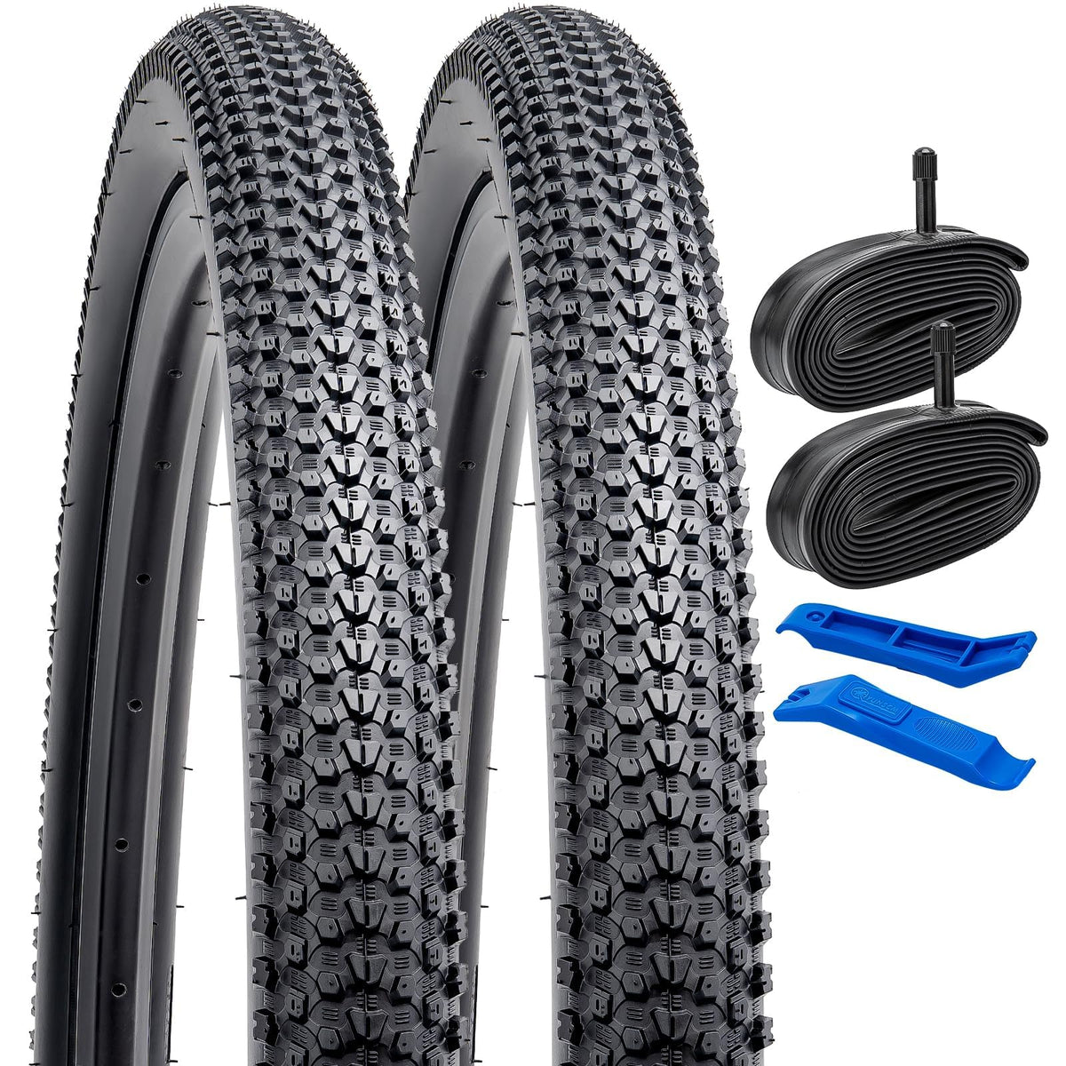 YunSCM 2-Pack 26" Mountain Bike Tyres 26x1.95 ETRTO 50-559 and 26 inch Bike Tubes AV33mm Valve, Compatible with 26x 1.85 26 x 1.95 26 x 2.0 MTB Bike