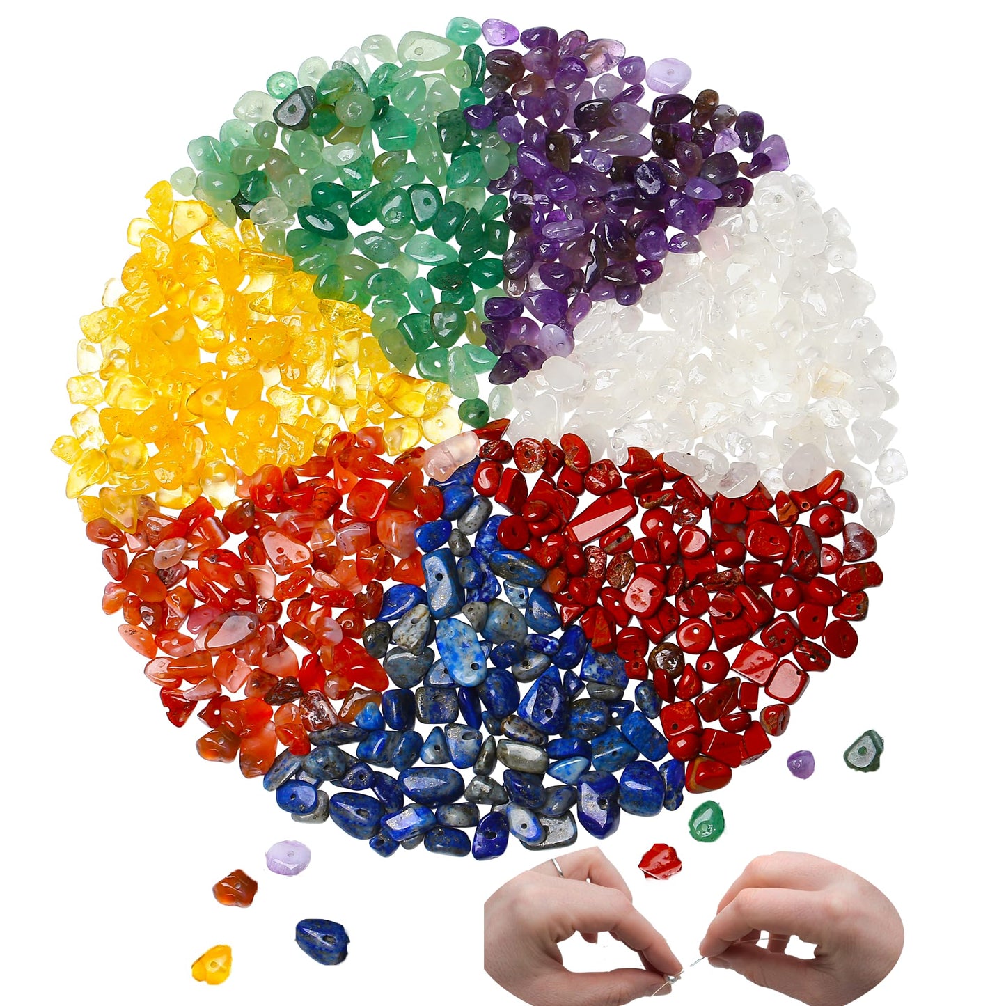XIANNVXI 400 Pcs 5-8mm Assorted Colourrd Crystal Beads for Jewelry Making,7 Chakra Crystal Chip Beads for Crafting Bracelet Making