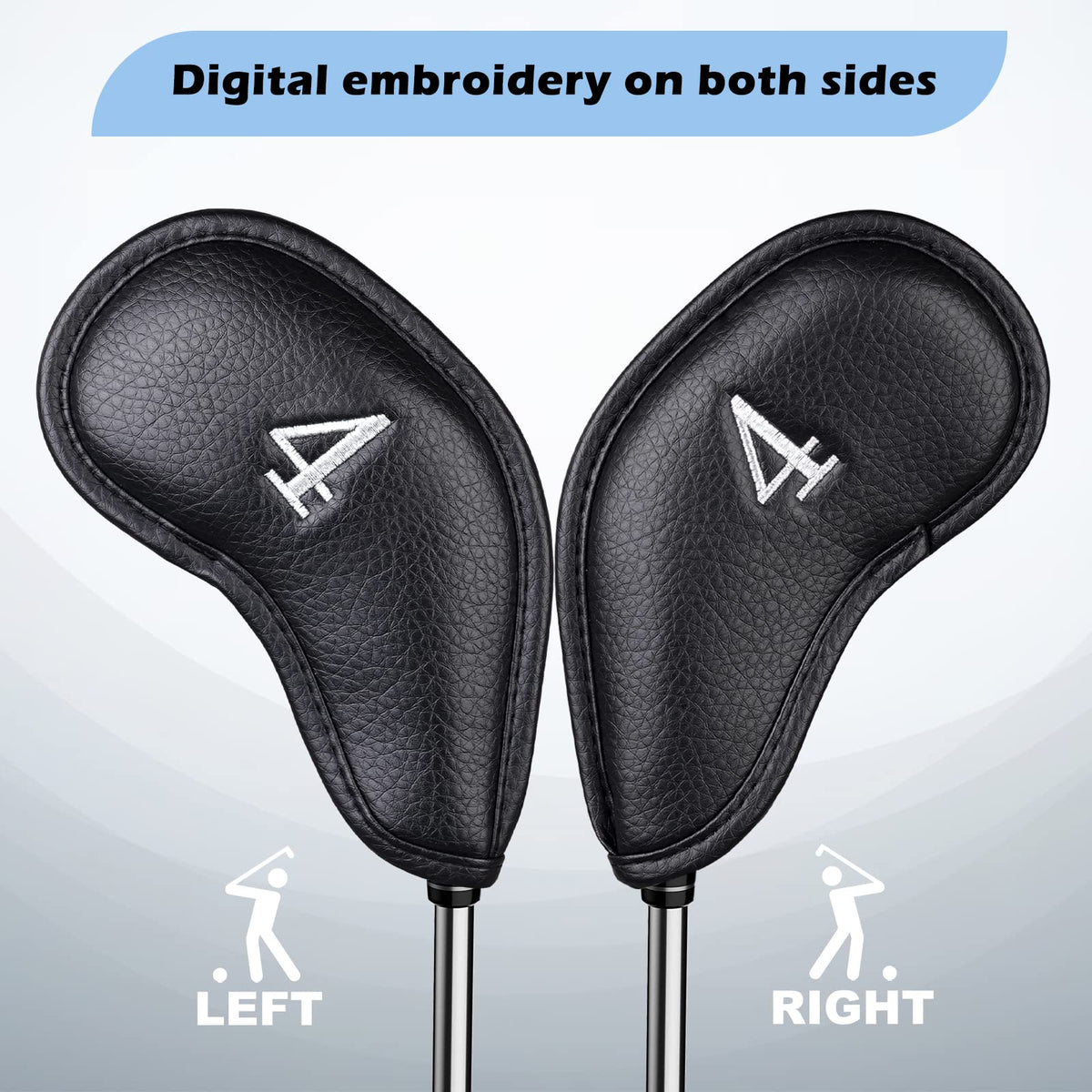 CRAFTSMAN GOLF Black Leather Iron Headcover Set 10pcs with No. on Both Sides Magnetic Closure?