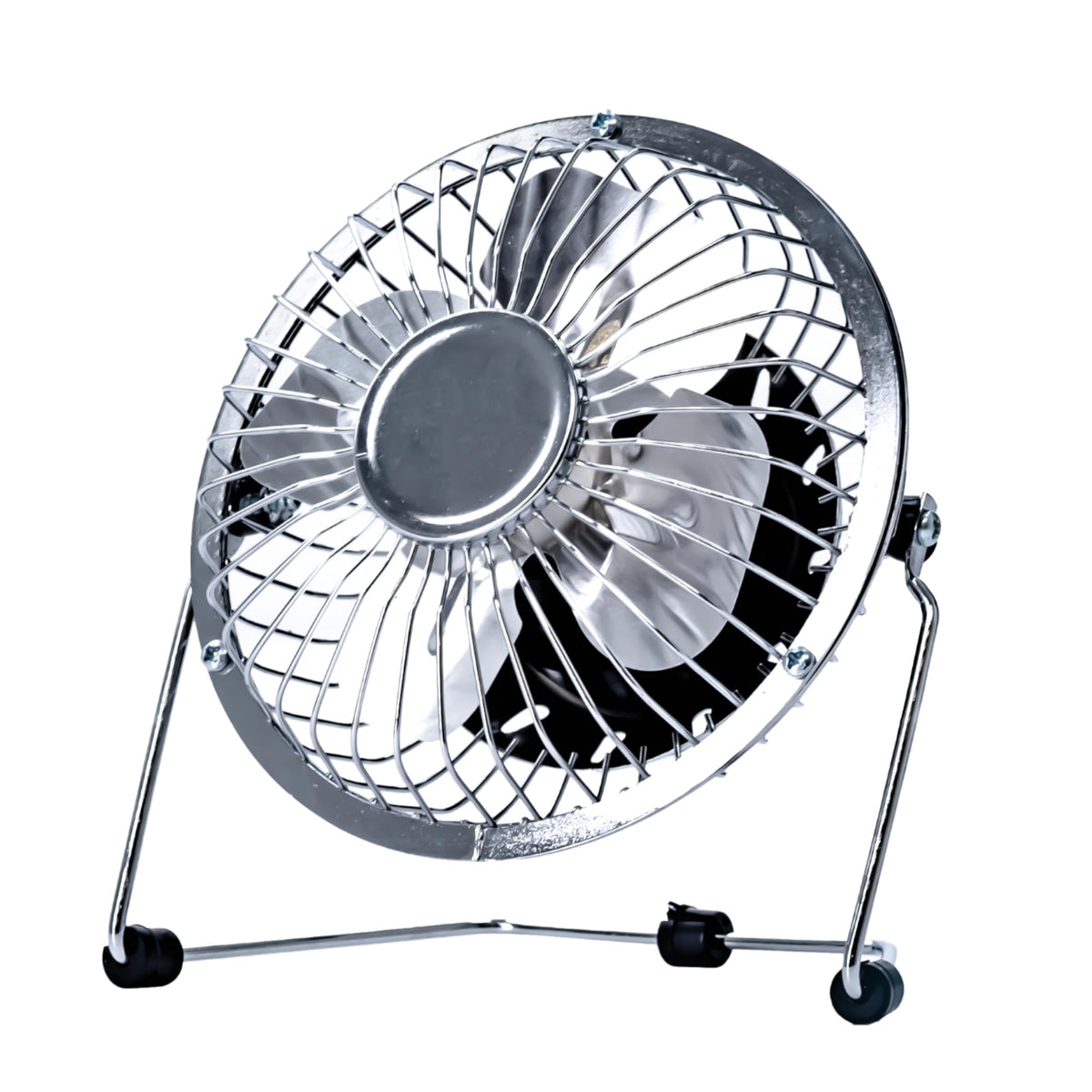 Status USB Desk Fan, 4 Inch Portable Mini Single Speed Small Chrome Fan, SUSBCRMFAN1PKB4