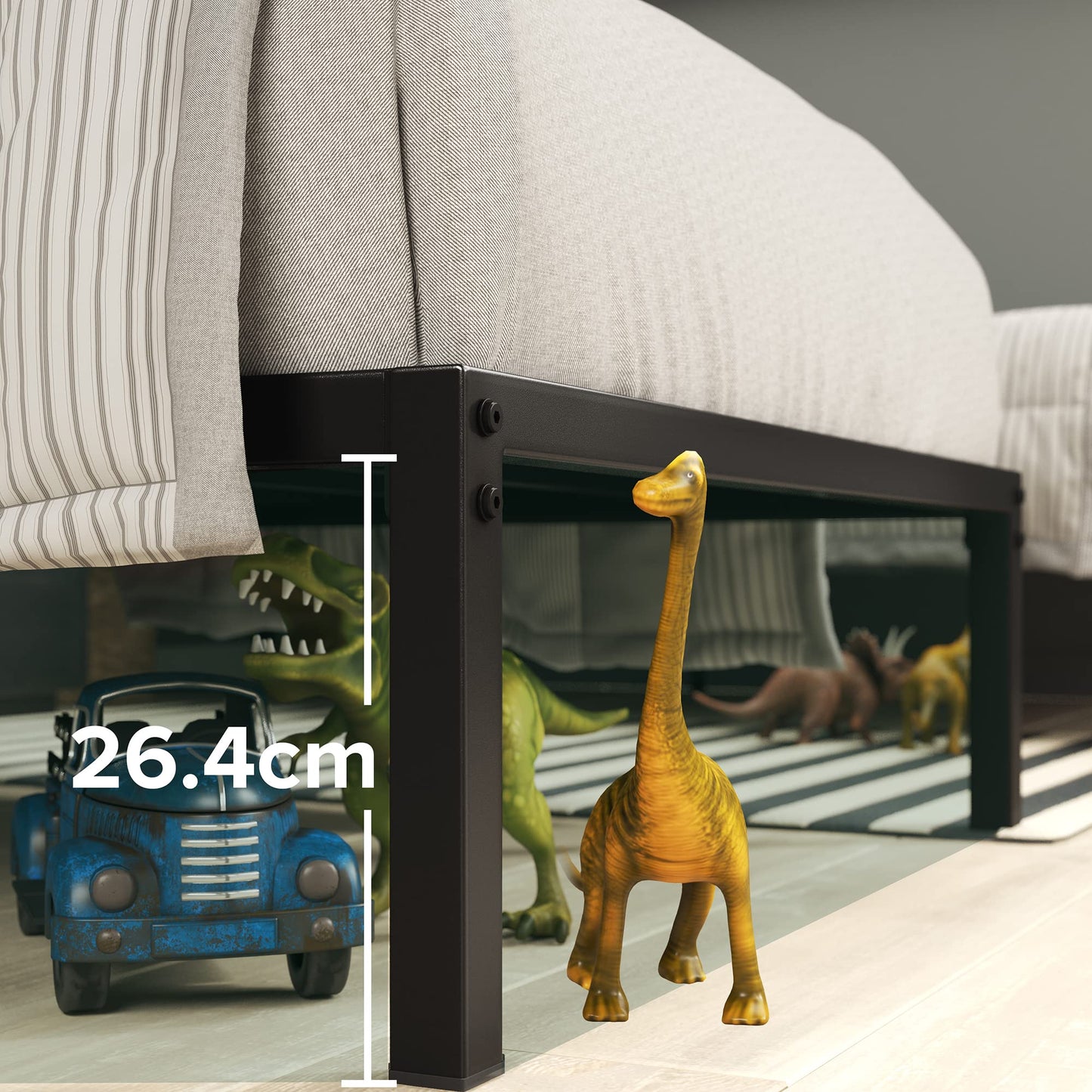 Zinus Figari Single Bed frame - Bed 90x190 cm - 31 cm Height with Underbed storage - Sustainable Bamboo and Metal Platform Bed frame with Headboard -
