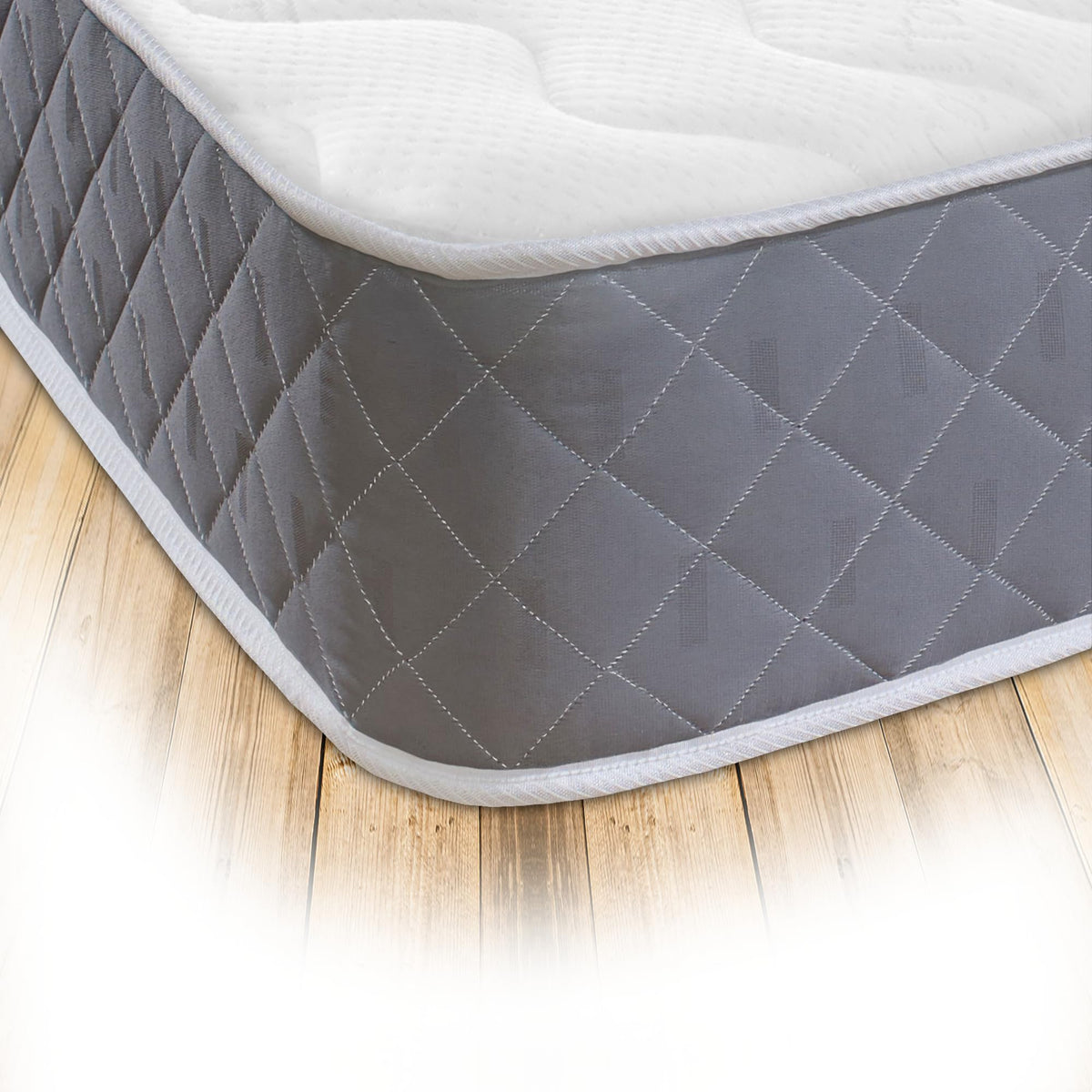 Starlight Beds Close Flame 8-Inch Deep Hybrid Shorty Mattress with Memory Foam Layer – Soft, Grey, Sprung (2ft6 x 5ft9 x 20cm)