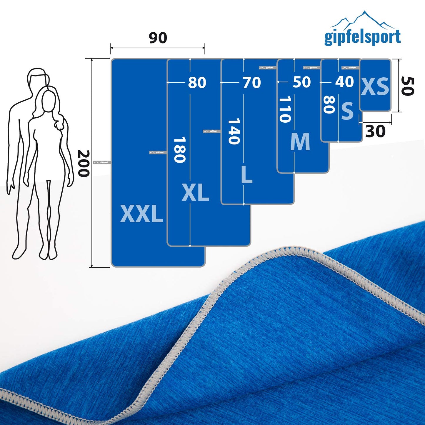 gipfelsport Microfibre Towel | Blue | XS(50x30cm) without bag