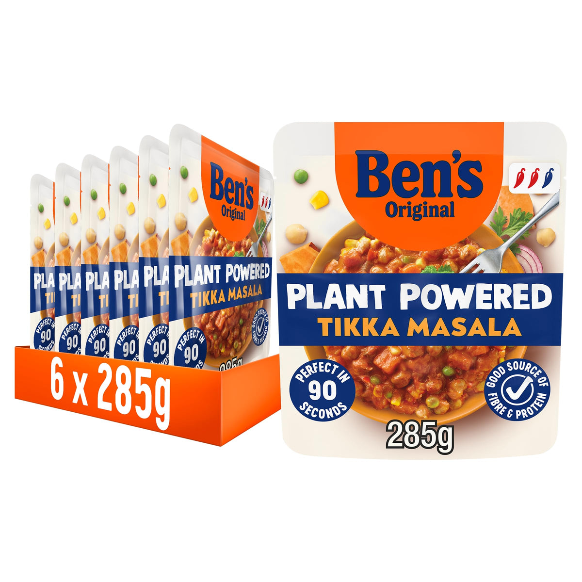 Ben?s Original Plant Powered Sweet Potato and Chickpea Tikka Masala Curry, Bulk Multipack 6 x 285 g pouches