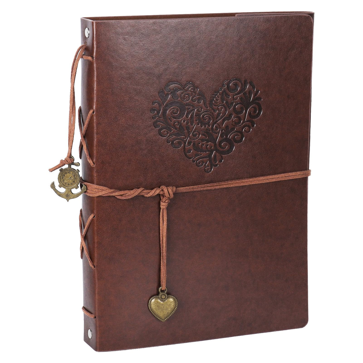 RECUTMS Leather Photo Album Scrapbook Vintage Cover 60 Pages Premium Black Paper Memory Book Children Back to School Gift Holy Communion Gifts for
