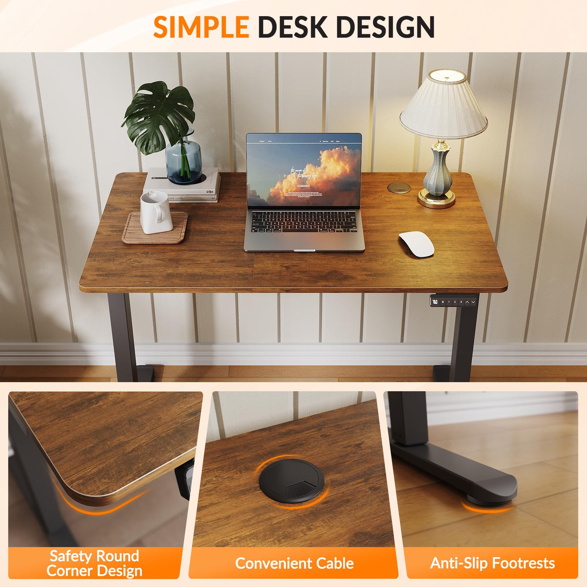 ELEGANT Electric Standing Desk 120x60cm, Height Adjustable Sit Stand Desk