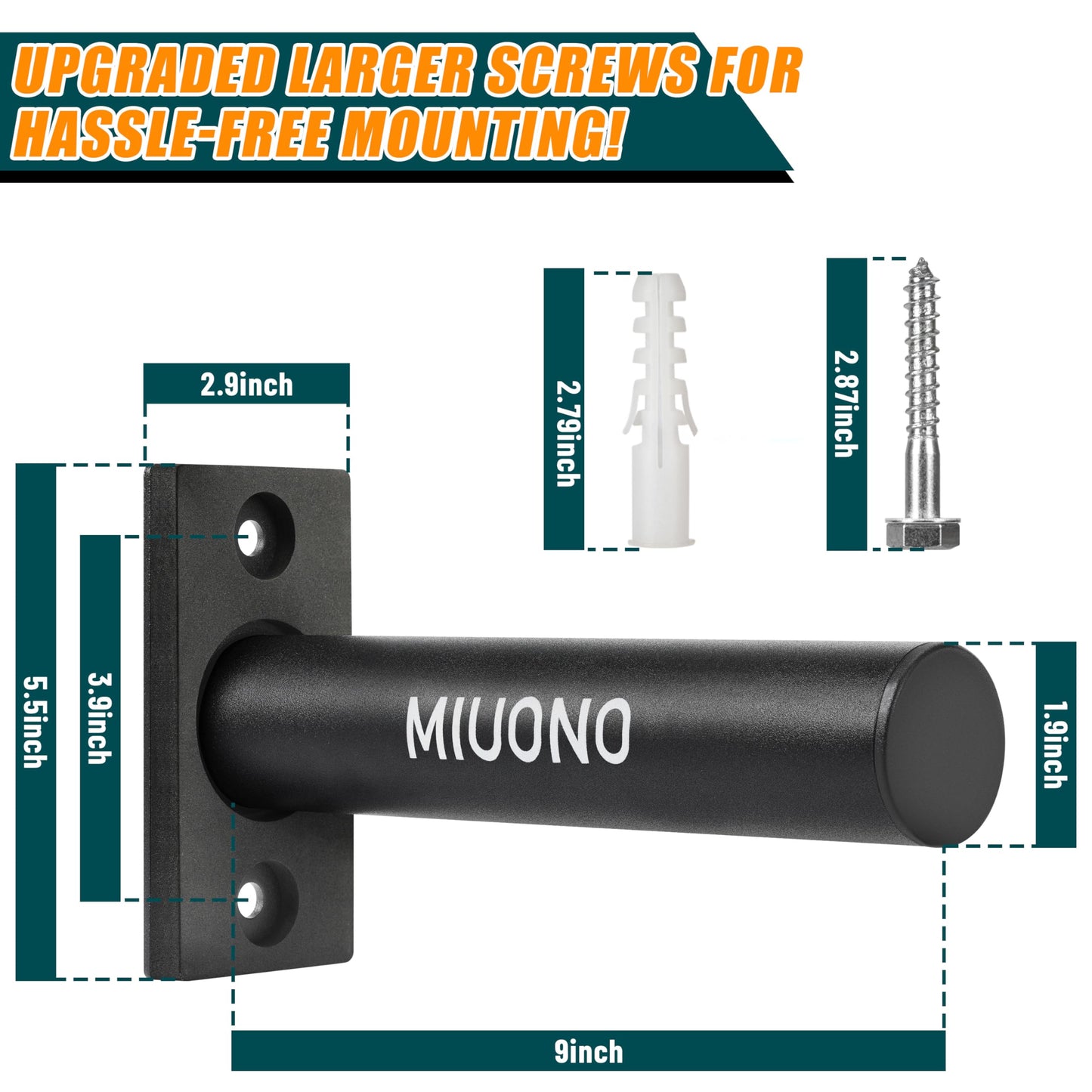 MIUONO Weight Plate Holder, Wall Mounted Weight Rack Storage for 2" Olympic Weight Plate, 4 Pack Home Gym Organizer