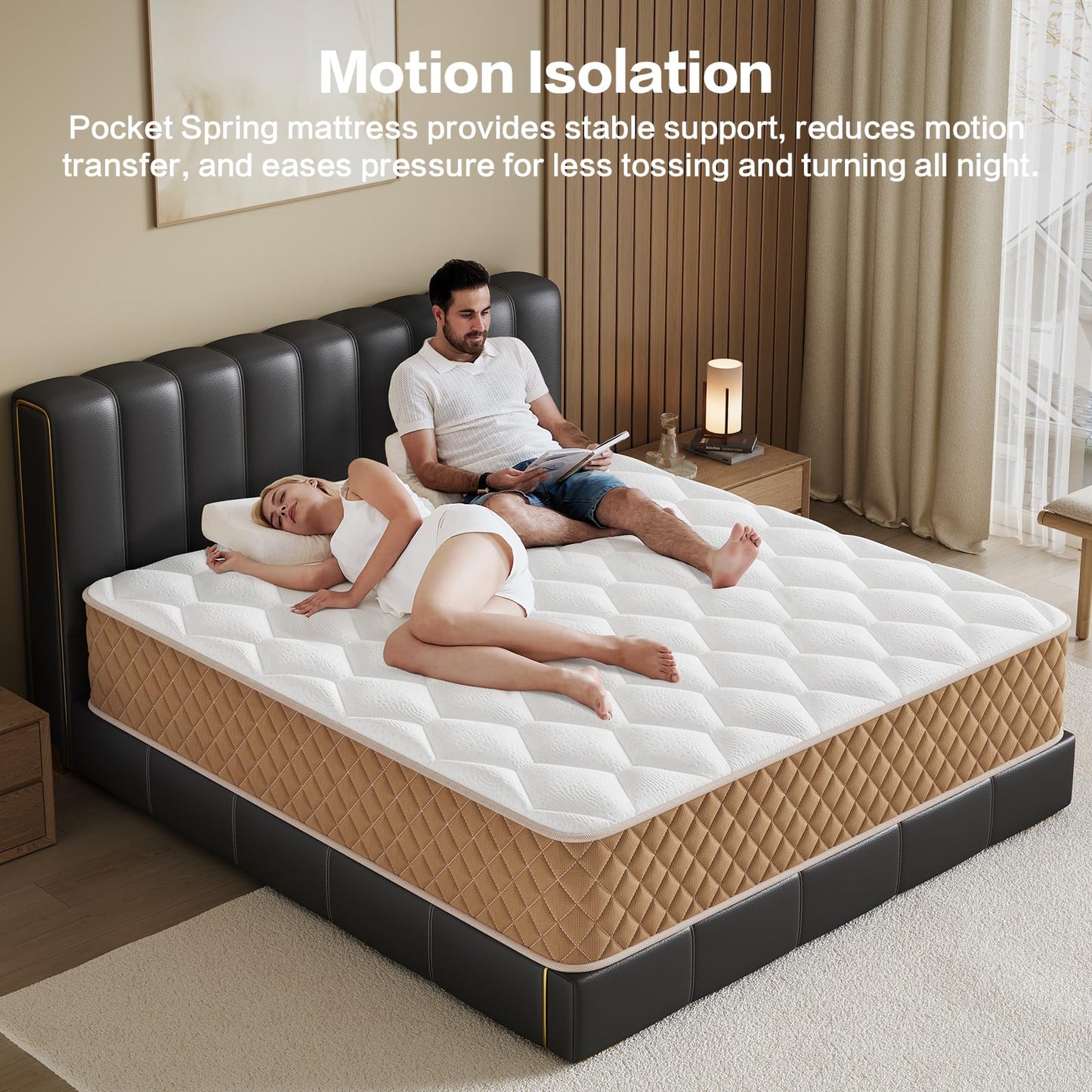 Niqooia Single Mattress 3FT, 10 inch Single Bed Mattress, Memory Foam, 7-Zone Pocket Sprung, Medium Firm Mattresses, Soft Fabric, Motion Isolated