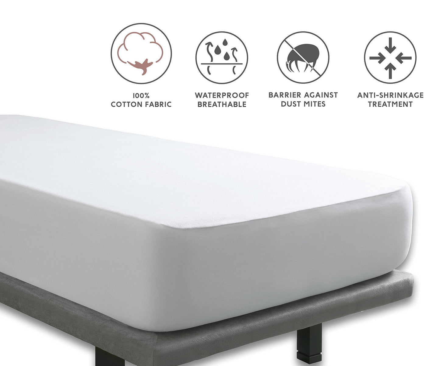 Tural Mattress Cover 140x200cm Double Size 2 in 1 Protector and Fitted Sheet Waterproof and Breathable
