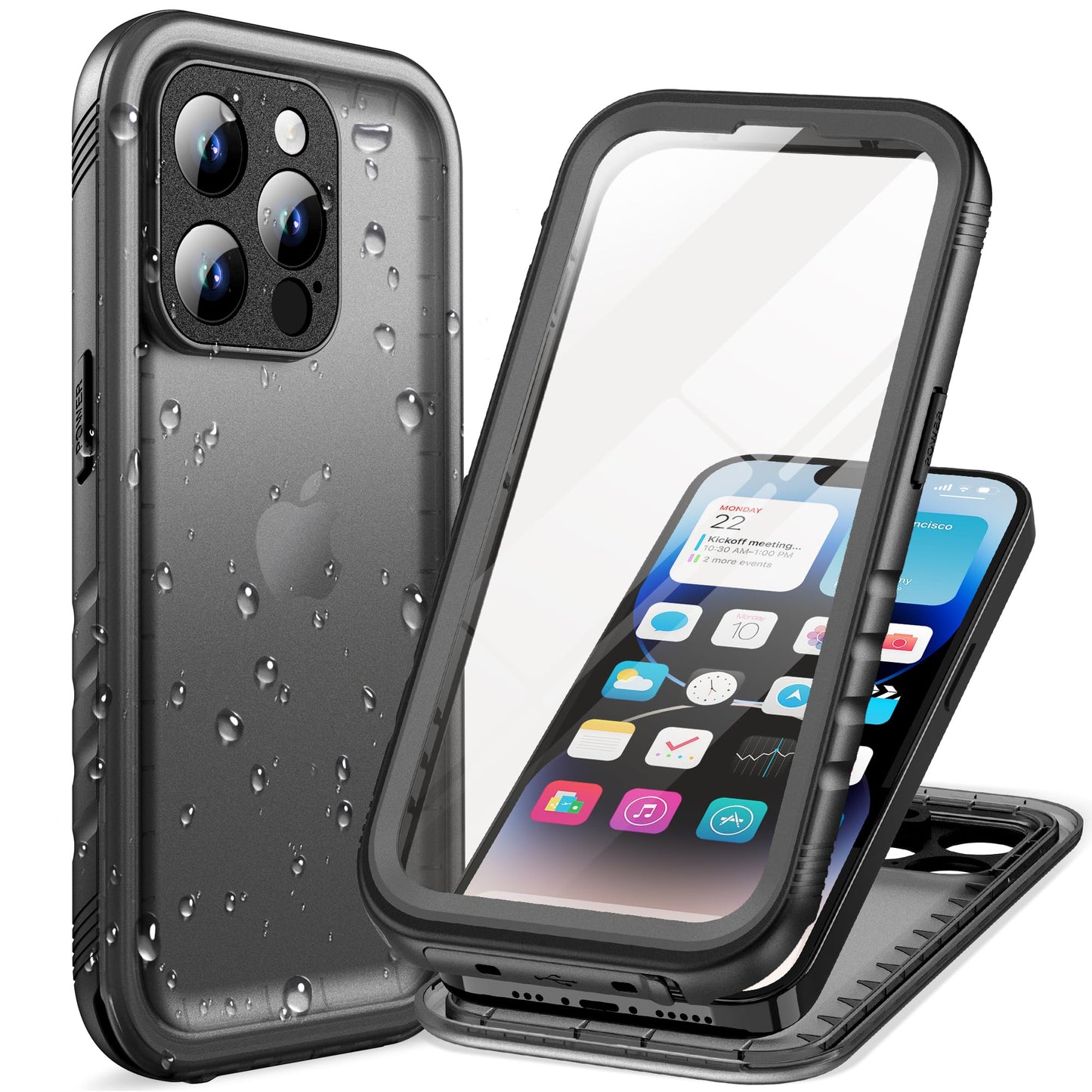 Cozycase for iPhone 14 Pro Waterproof Shockproof Case with Screen/Camera Protector - Unbreakable/Heavy Duty/Front and Back Cover?360 Full Body