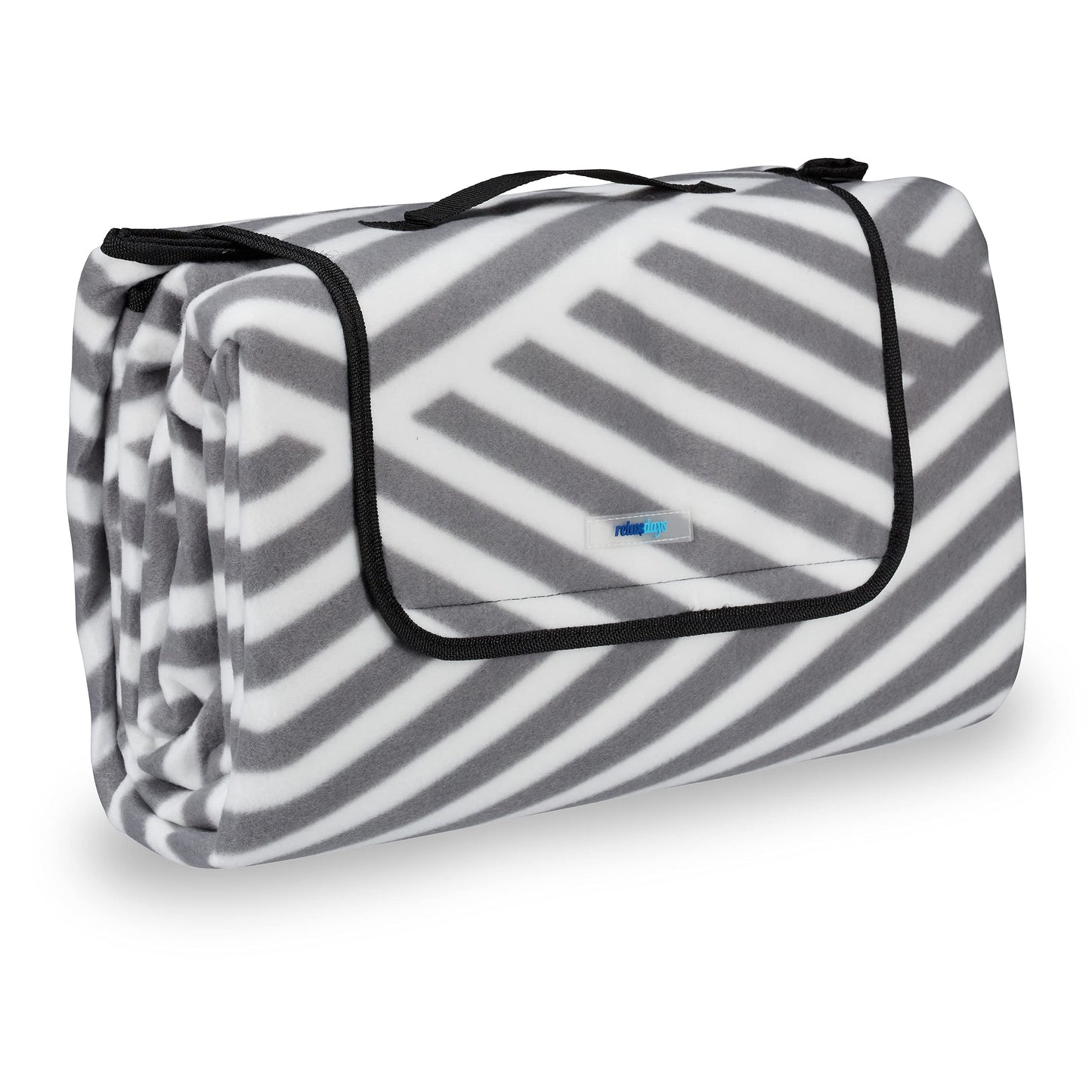 Relaxdays XXL Picnic Blanket, Aluminium Coating, Folding Beach Rug with Handle, 200x200 cm, Grey-White