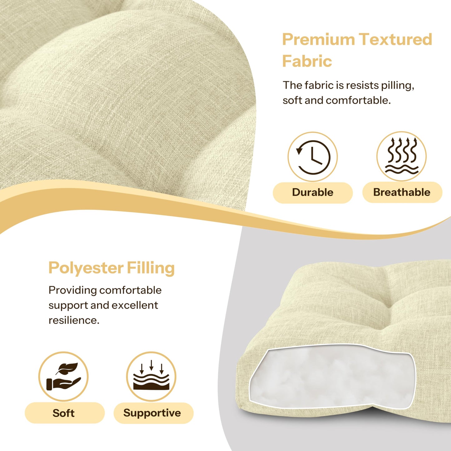 FlyGulls Indoor Bench Cushion for Indoor Furniture 106x40cm Beige