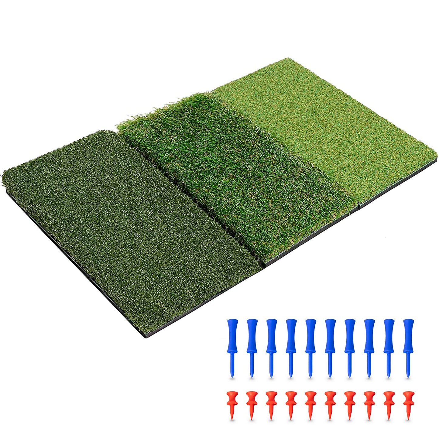 SAPLIZE 30"x15" Foldable 3-in-1 Golf Hitting Mat, Tight Lie, Rough and Fairway for Driving, Chipping, and Putting Training, Portable Golf Practice
