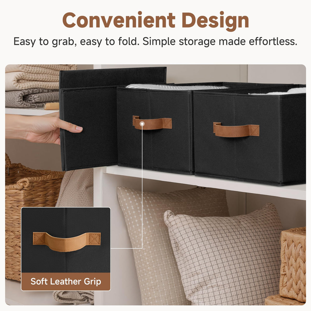 StorageWorks Wardrobe Storage Boxes, Storage Baskets for Organising Clothes, Wardrobe Organiser Boxes, Foldable Baskets for Shelves