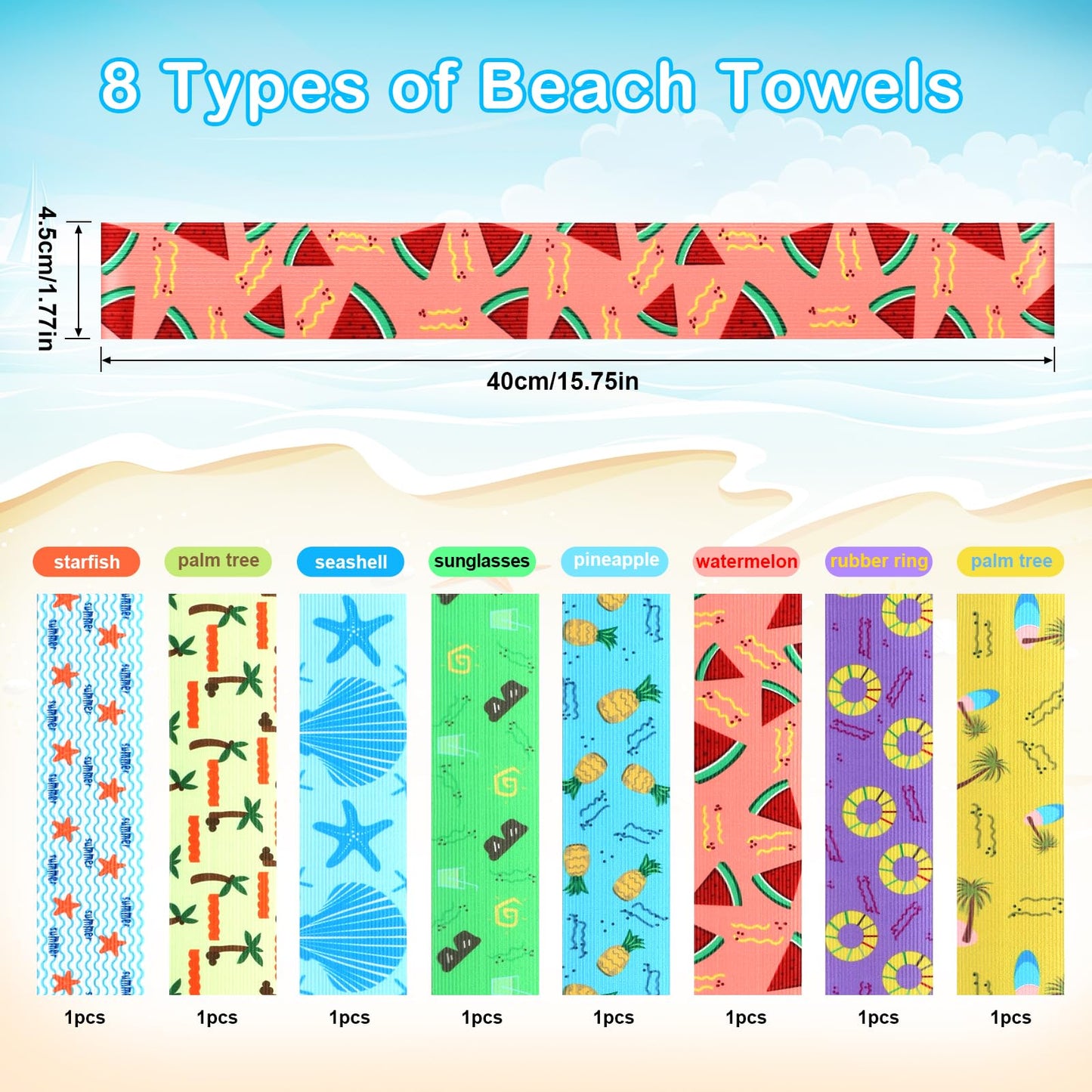 8 Pack Towel Bands for Sun Loungers & Beach Chairs - Windproof & Non-Slip