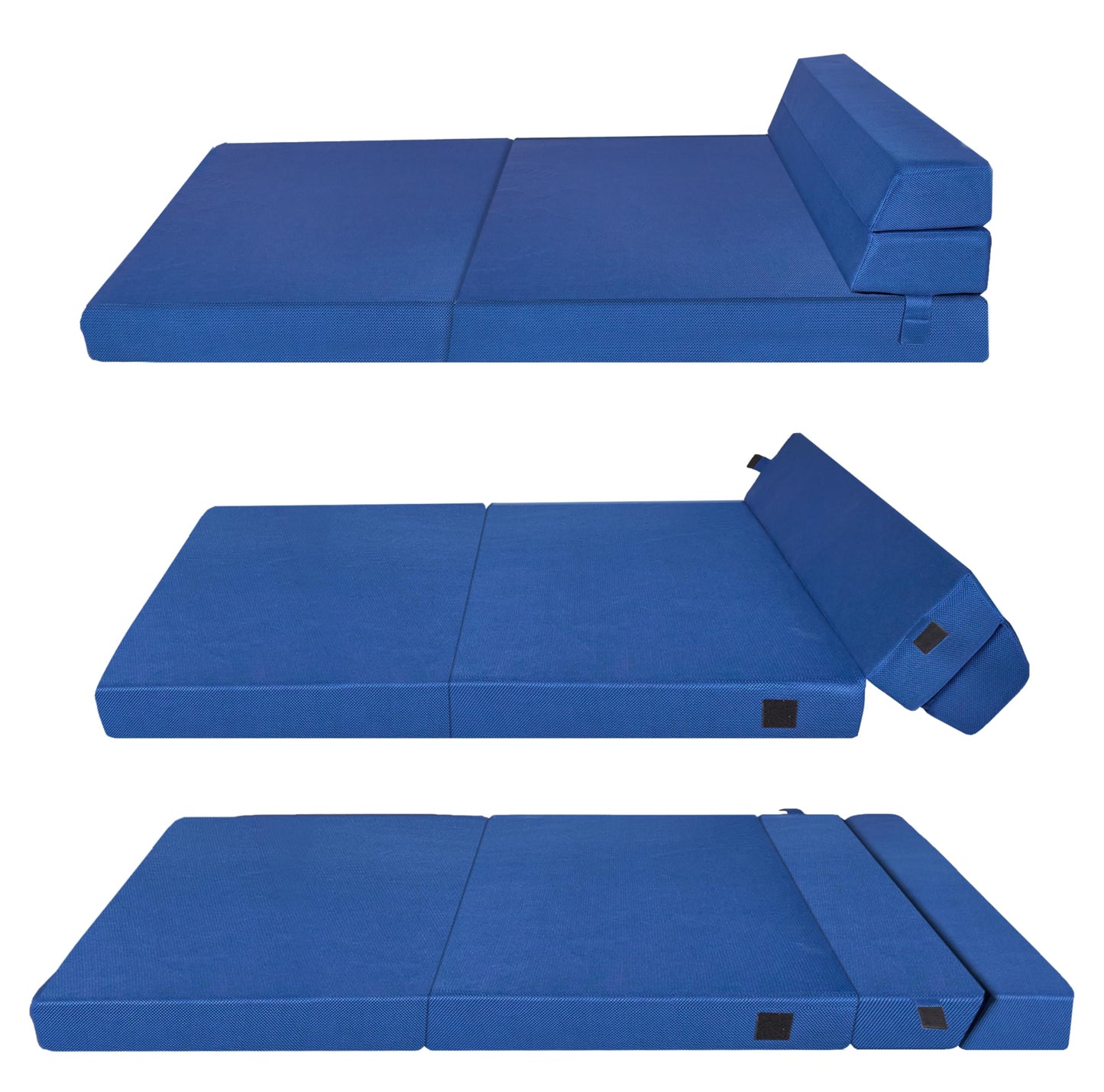SAPPHIRE Tri-Fold Foam Mattress - The Perfect 12cm Futon Z Bed & Sofa chair for Guests and More! (Double Navy)