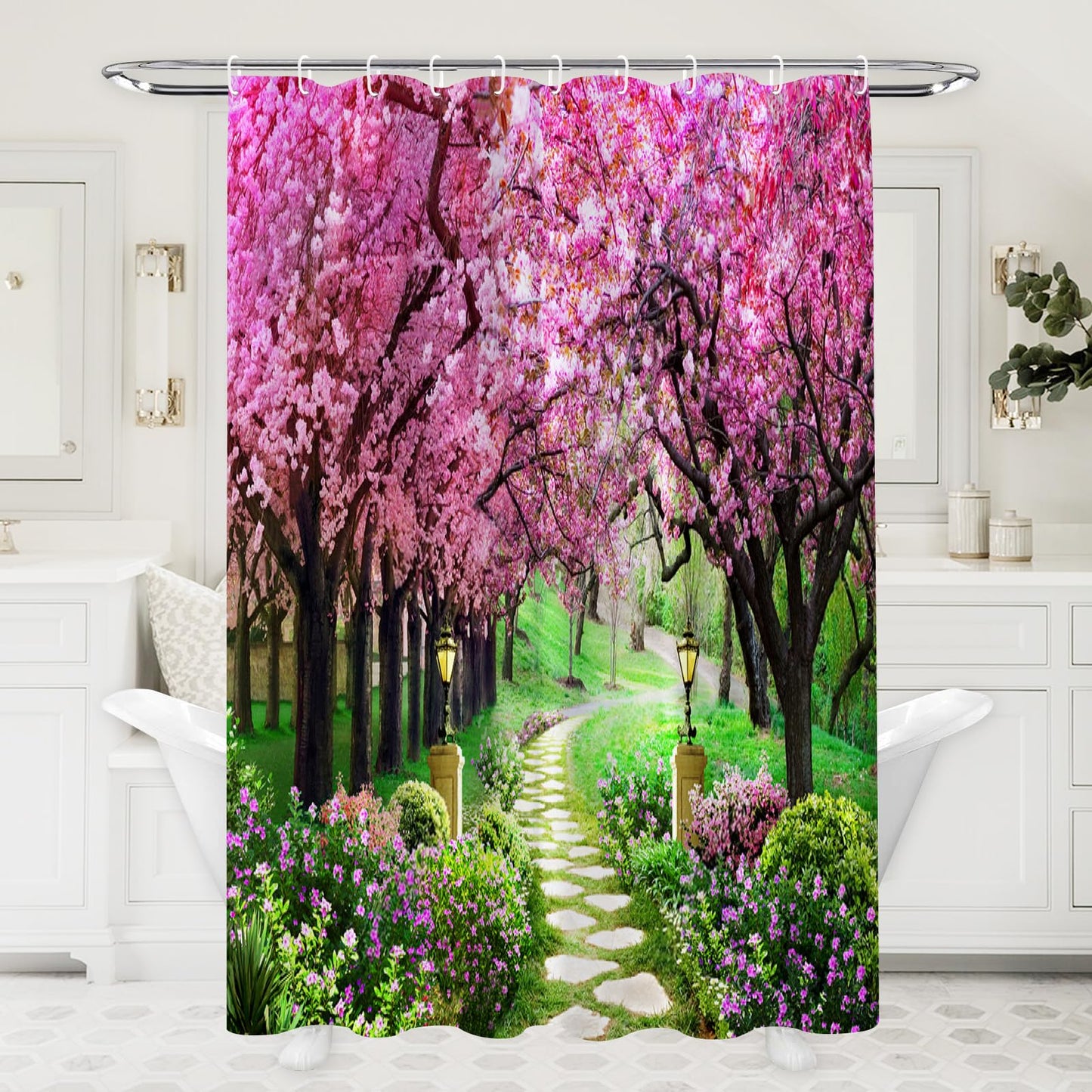 Simpomsy Scenery Shower Curtain, Outdoor Decorative Curtain, Nature Landscape 3D Scenery Bathroom Curtains