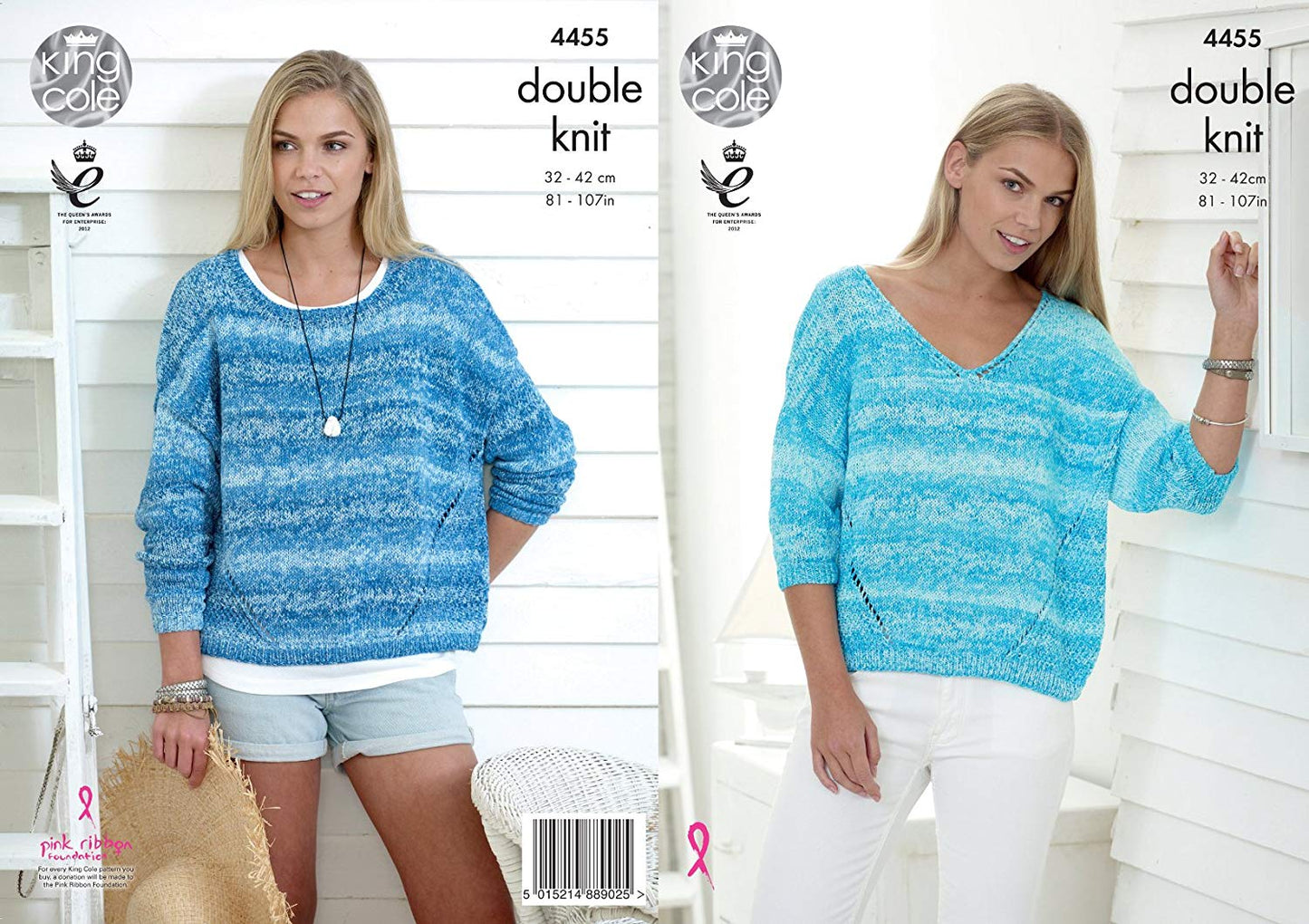 King Cole 4455 Knitting Pattern Ladies Sweaters to knit in Vogue DK