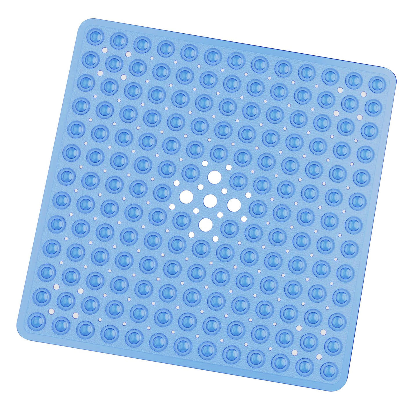 BedLooms Shower Mat Non Slip Anti Mould – Blue 53x53 cm Square Bath Mat for Bathroom & Bathtub with Strong Suction Cups Grip Bath Mats Easy Drain &
