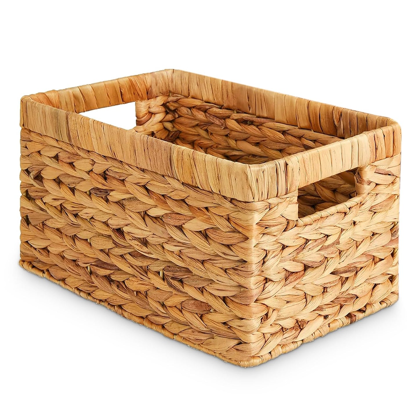 Happy Fox Woven Wicker Basket, Large Toy Storage, 15.7 * 11.8 * 7.1in Water Hyacinth Basket for Organizing Bedroom and Bathroom Items (L)