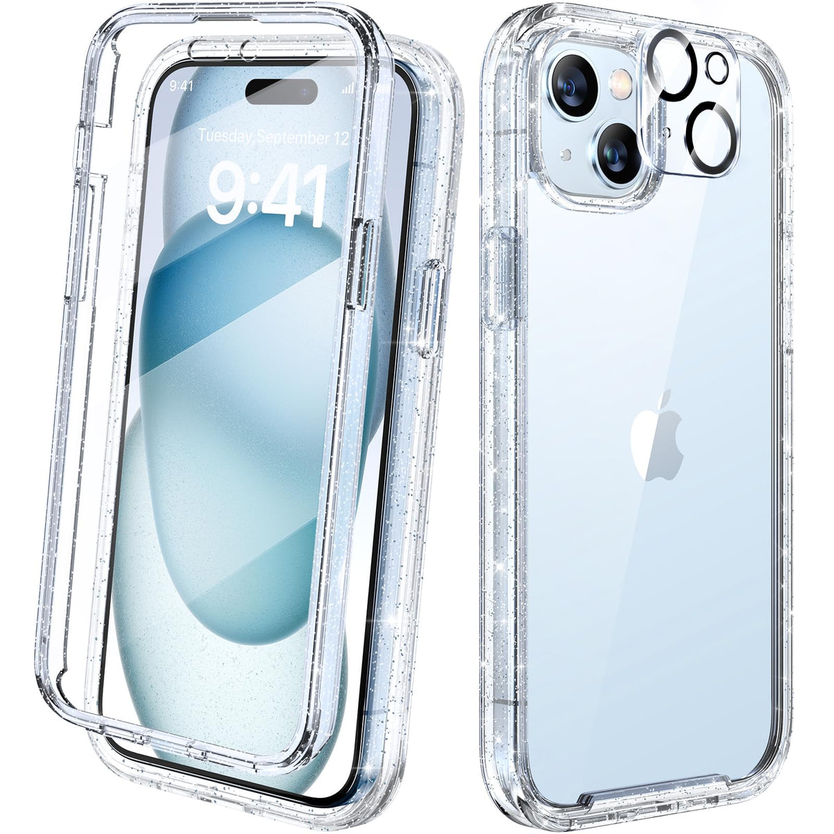 Diaclara Designed for iPhone 15 phone Case, Full Body Rugged Case with Built-in Touch Sensitive Anti-Scratch Screen Protector, with Camera Lens