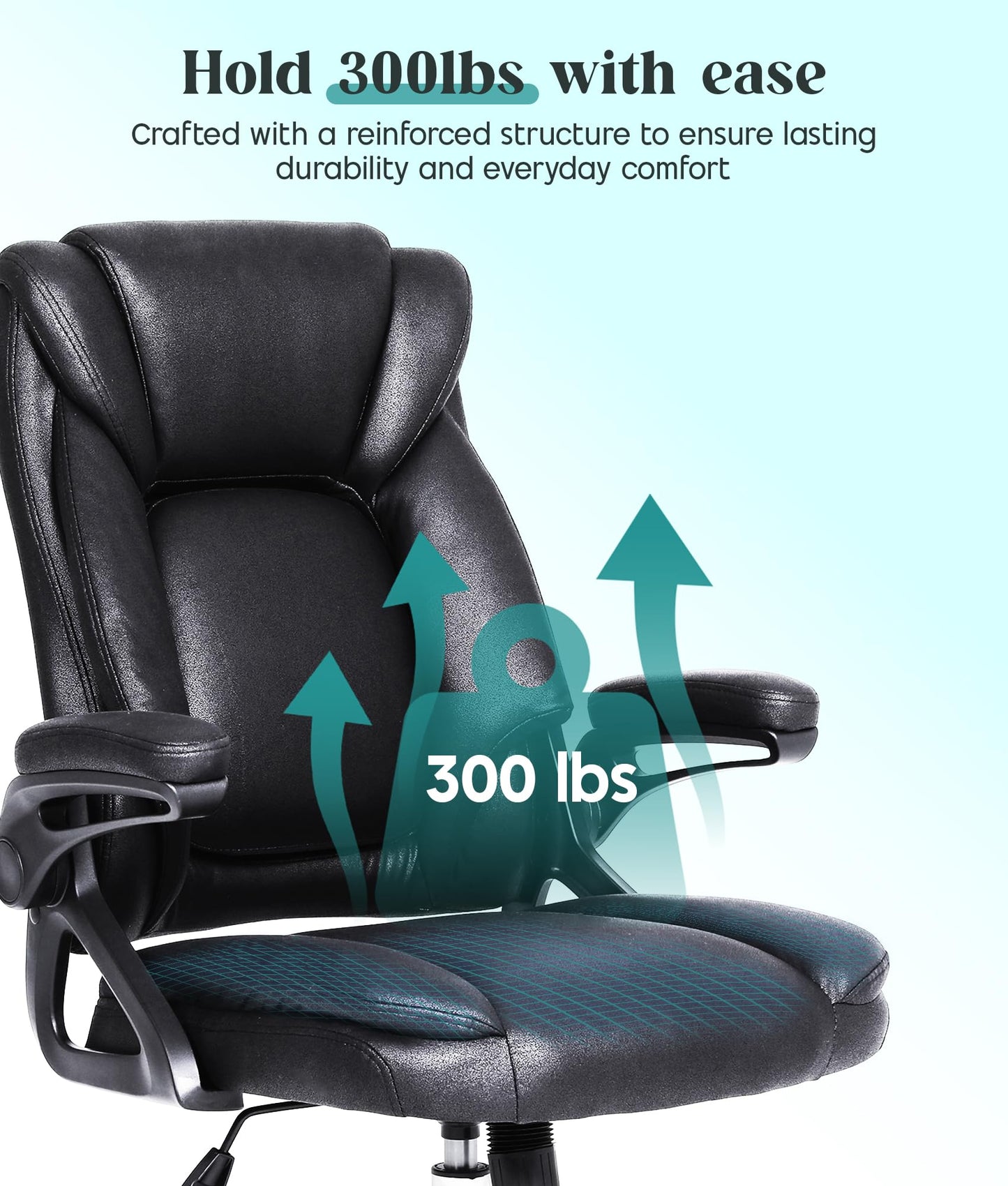 CHI ENERGY Executive Office Chair, Ergonomic Desk Chair with Padded Flip-up Armrests and Cushion