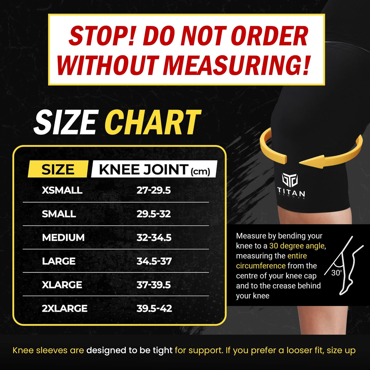 Titan Armour? Premium Knee Sleeves Weight Lifting | 7mm Double-Ply Neoprene | Knee Compression Sleeve for Support & Protection | Knee Support Sleeves