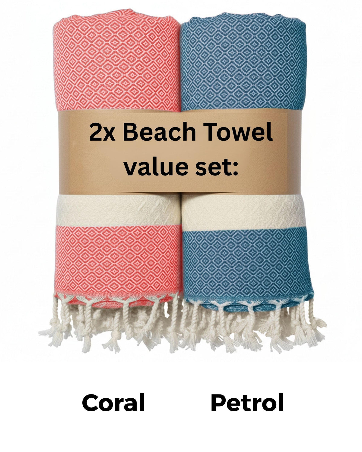 Flora Furora Beach Towel Large 100 x 200 cm: Cotton (Set of 2), Light, Long, Thin, Compact, Premium Quality, Hammam Towel, Sauna Towel